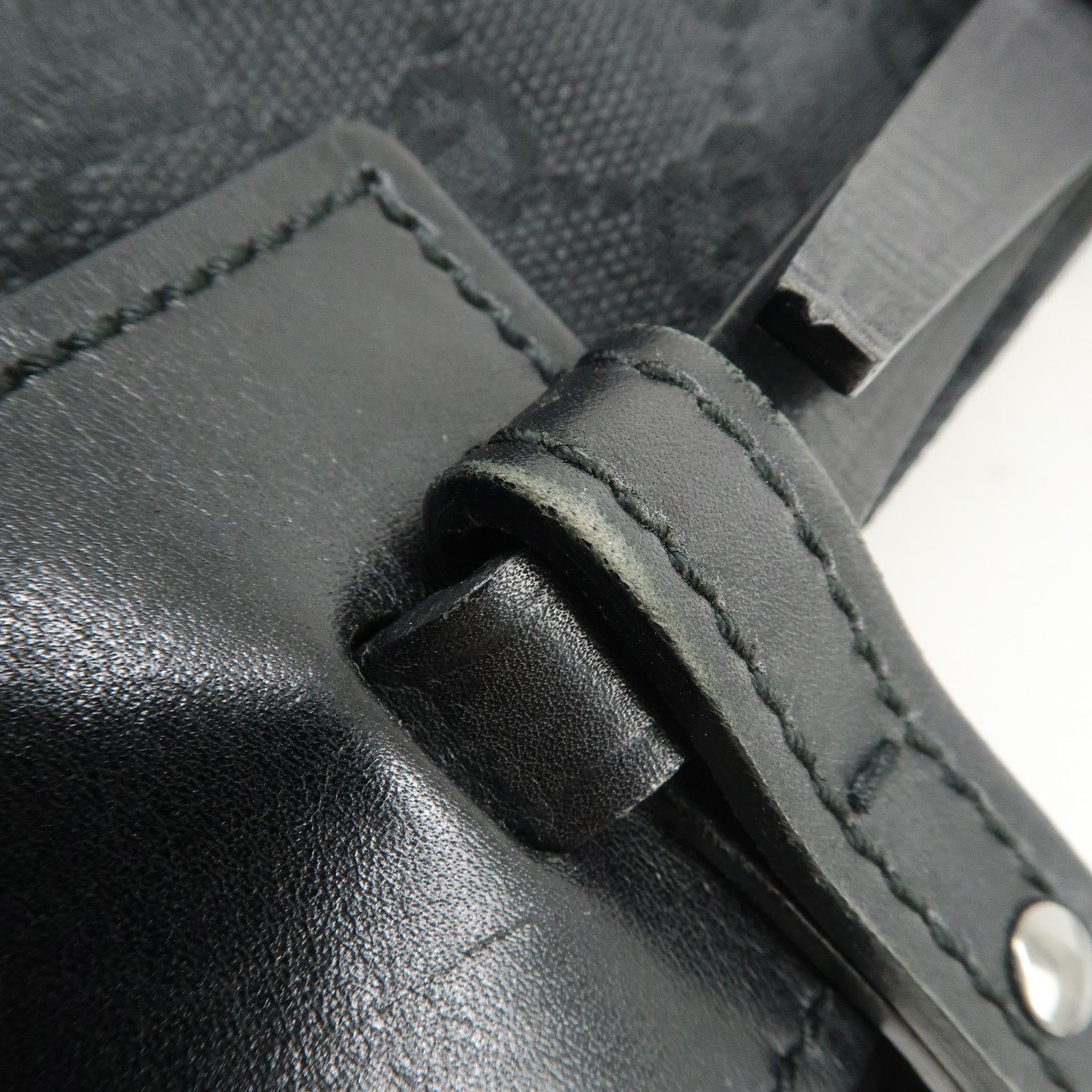 GUCCI GG Canvas Leather Tote Bag Hand Bag Shoulder Bag Black 107757