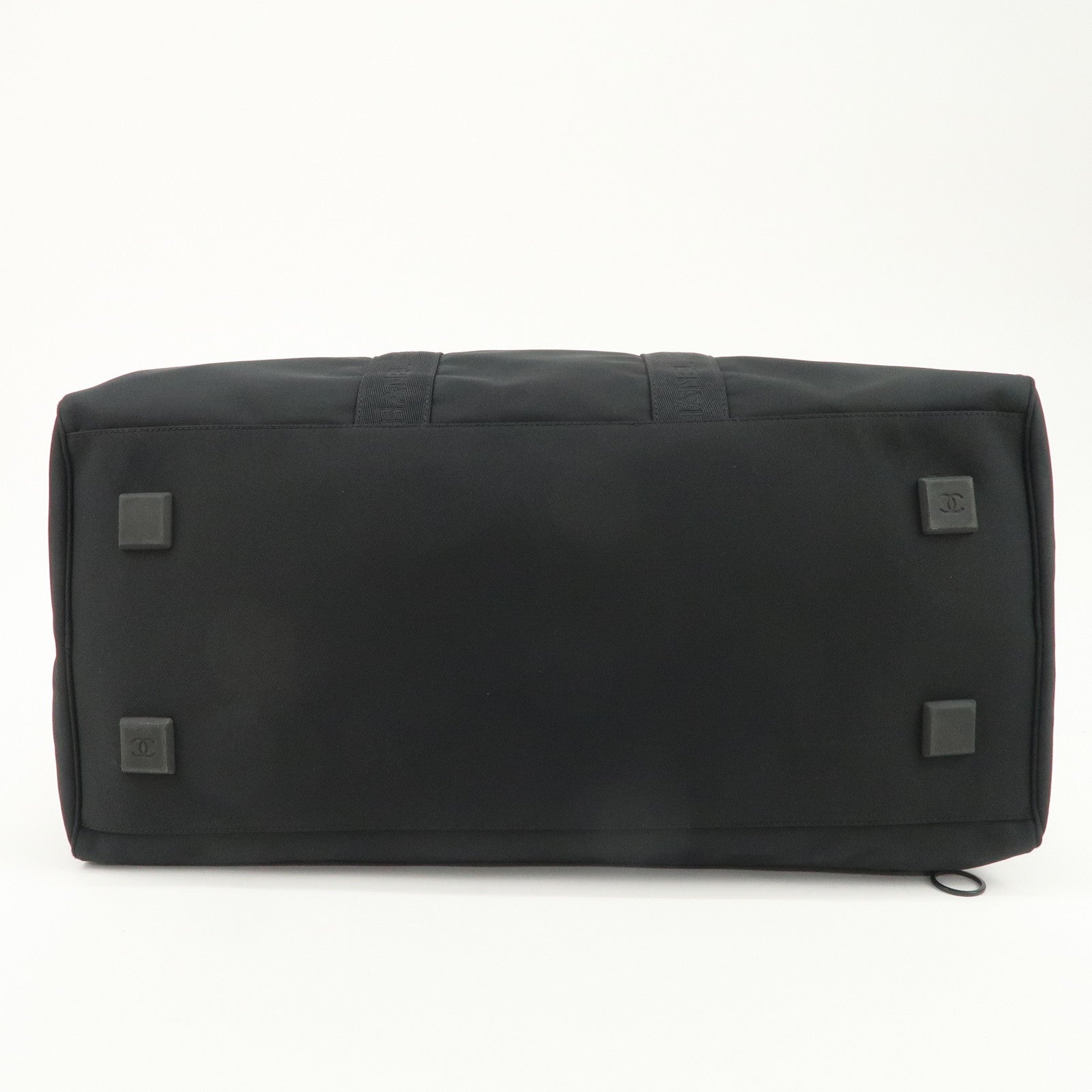 CHANEL Sports Line COCO Mark Nylon Boston Bag Hand Bag Black