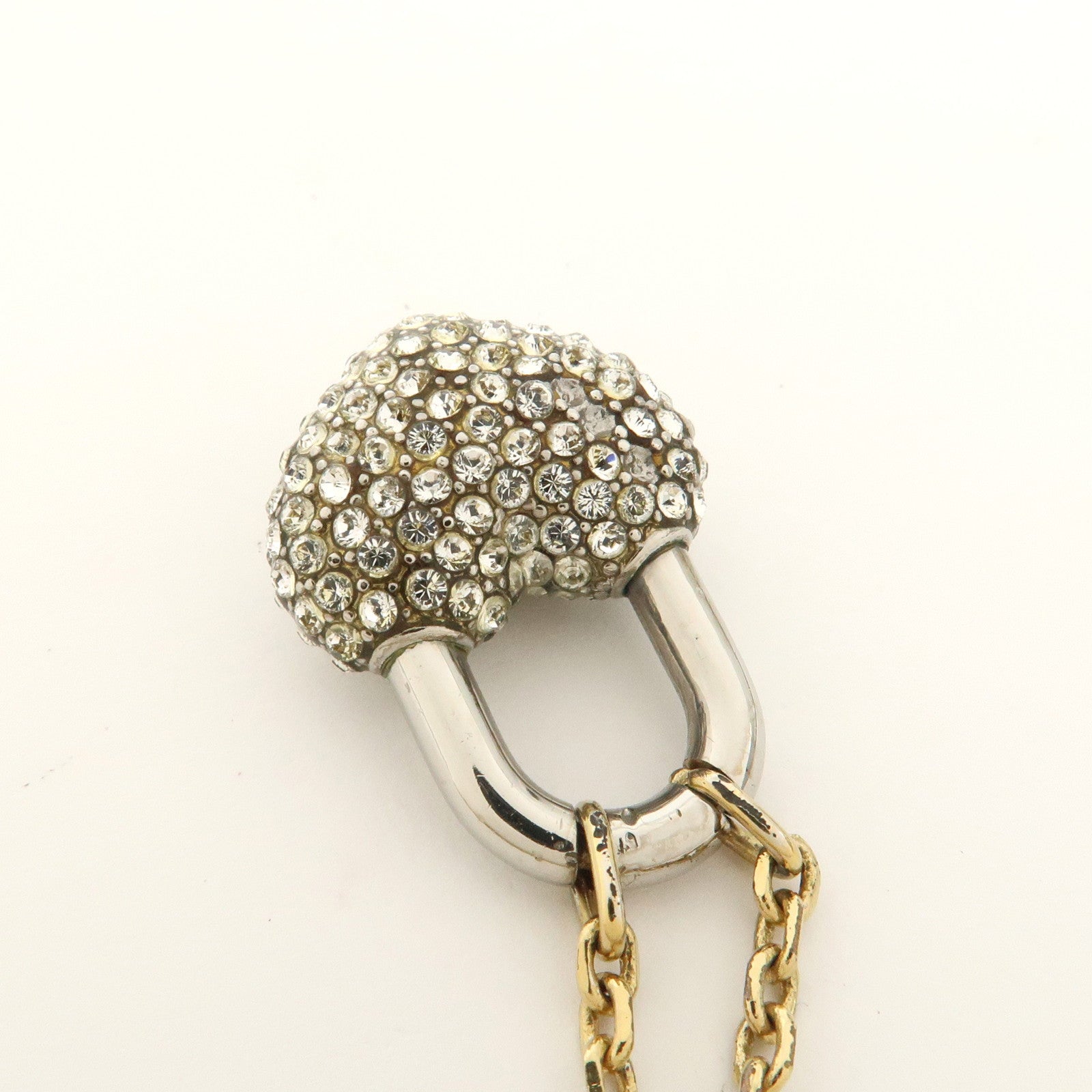 Louis Vuitton Metal Rhinestone Lockit Pendant Necklace Gold M67273