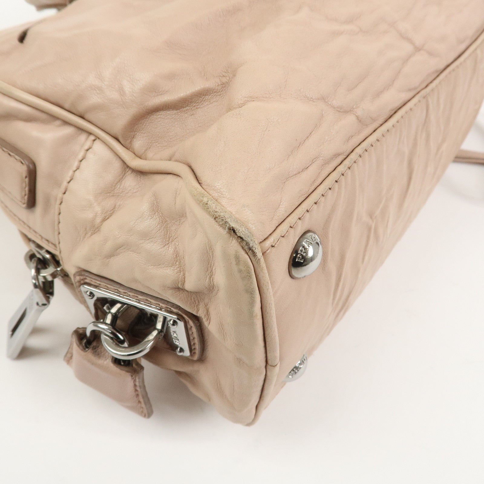 PRADA Nappa Leather 2Way Bag Hand Bag Shoulder Bag Light Pink