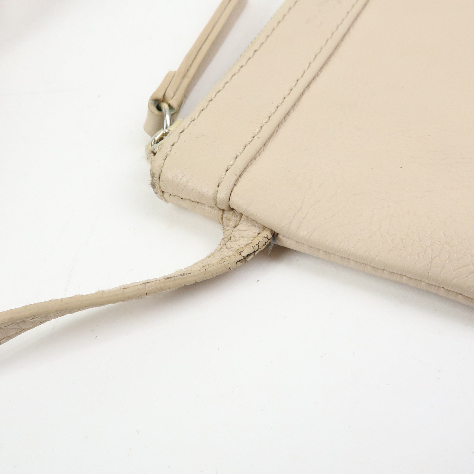 Chloe See by Chole Leather Tote Bag Hand Bag Pouch Beige