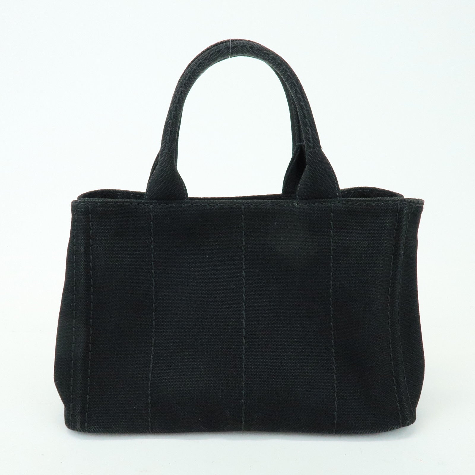 PRADA Triangle Logo Canapa Mini Canvas 2Way Hand Bag Black 1BG439