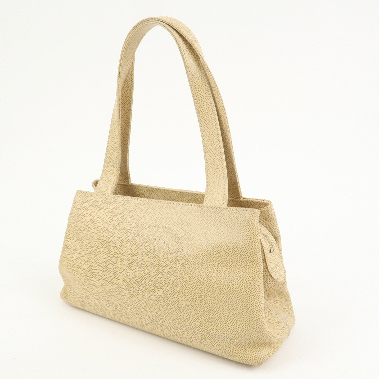 CHANEL COCO Mark Caviarskin Shoulder Bag Hand Bag Beige
