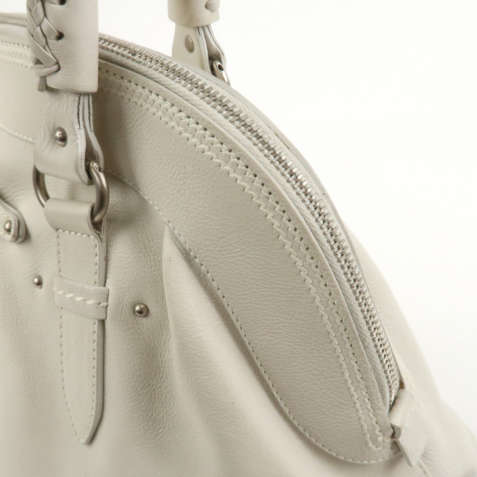 Christian Dior Leather Shoulder Bag Hand Bag White 10-RU-0037