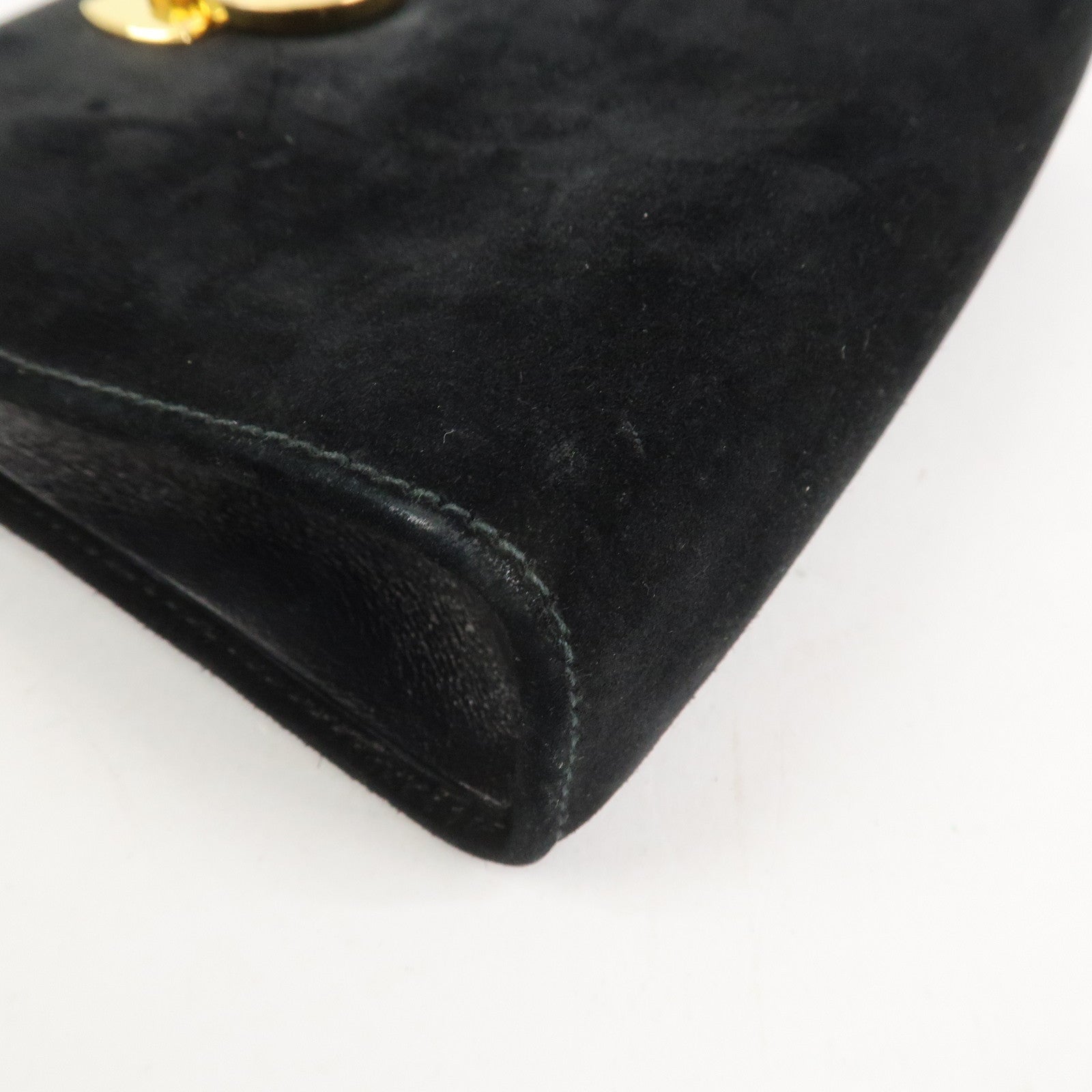 Ferragamo Gancini Suede Leather Chain Shoulder Bag Black