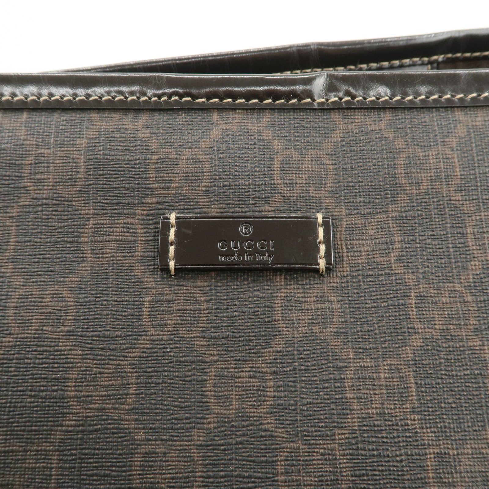 GUCCI GG Supreme Patent Leather Tote Bag Hand Bag Brown 197953