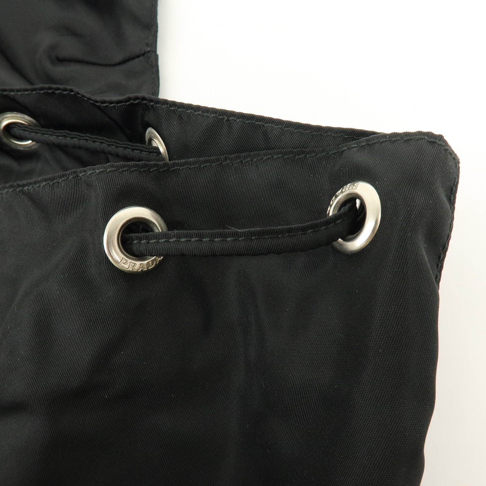 PRADA Logo Nylon Leather Back Pack Ruck Sack NERO Black 1BZ677