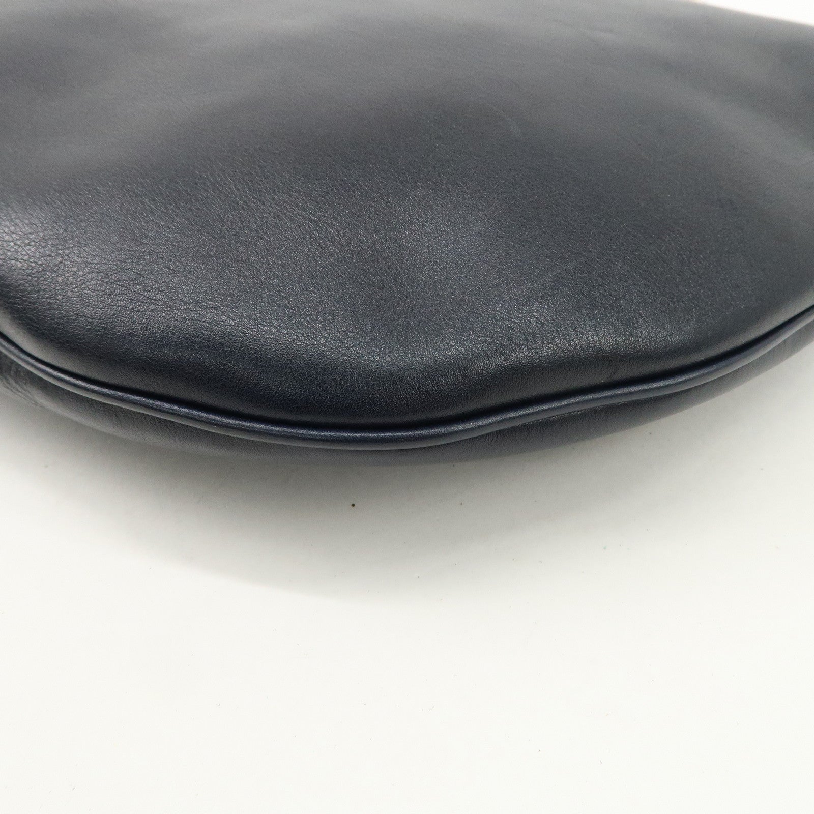 GUCCI Sherry Leather One Shoulder Bag Hand Bag Dark Navy Gold Hardware Used