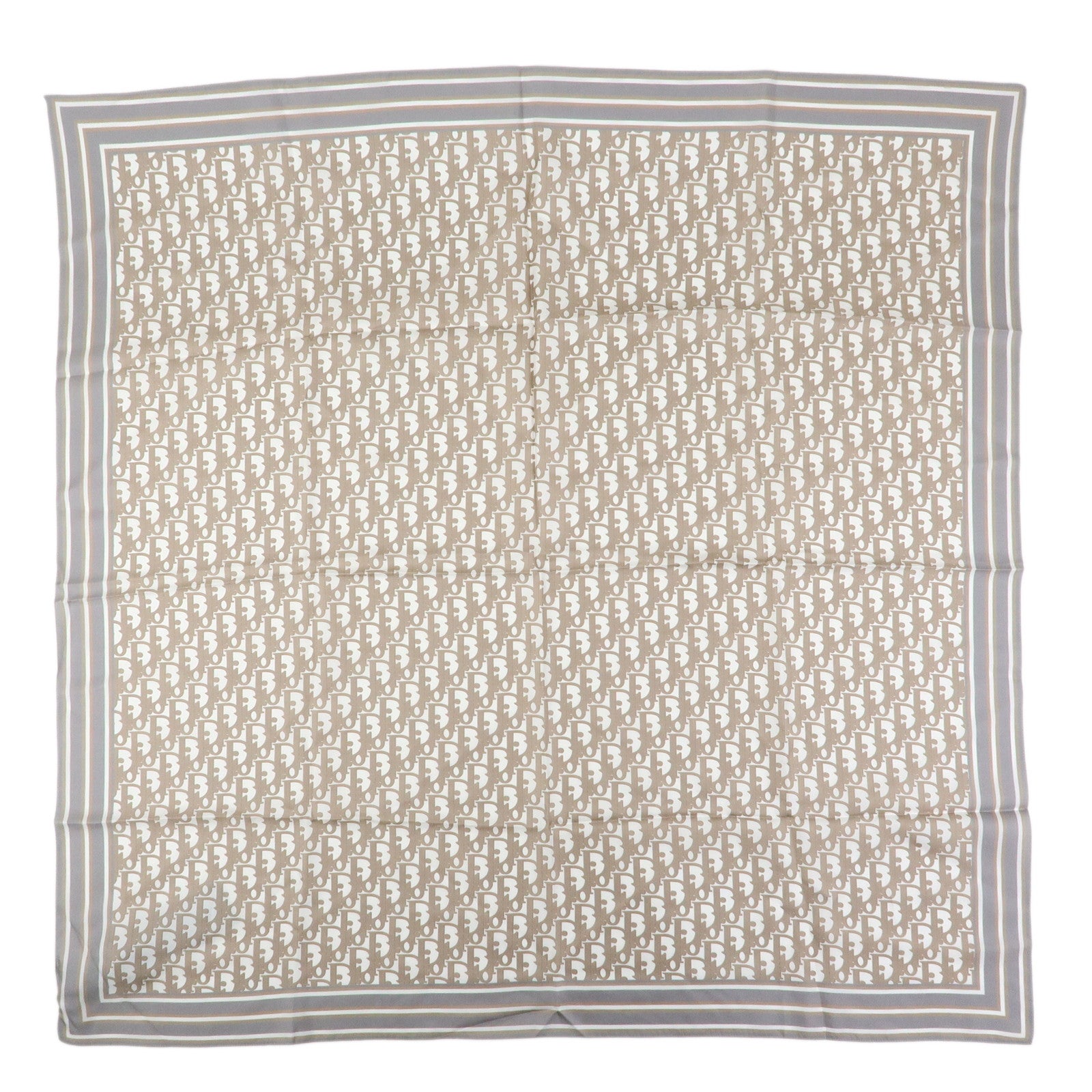 Christian Dior Trotter Silk100 % Scarf Beige Gray