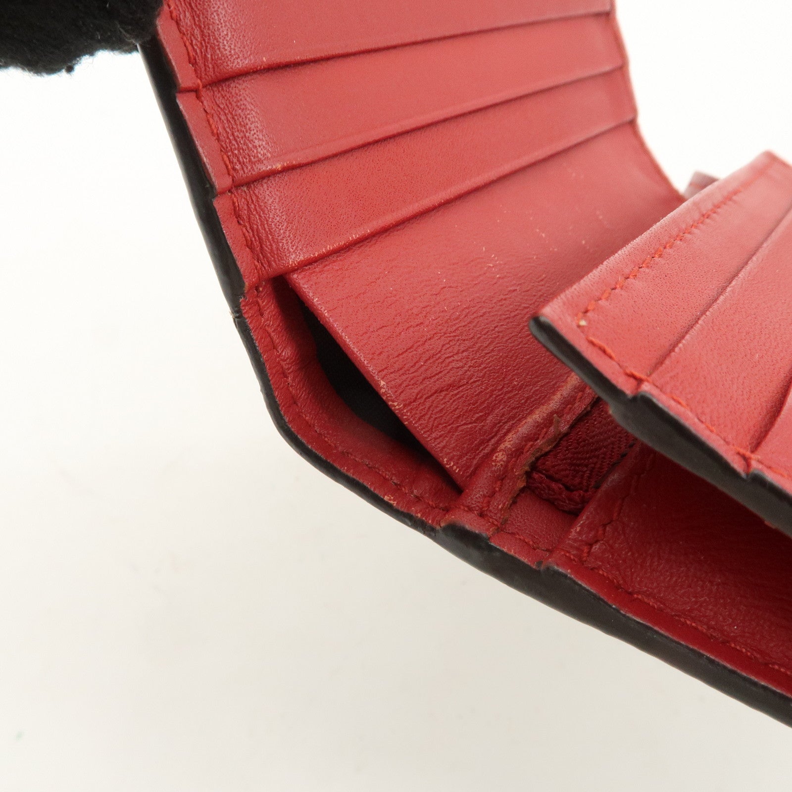 GUCCI Interlocking G GG Supreme Cherry Compact Wallet Beige Red 476050 Used