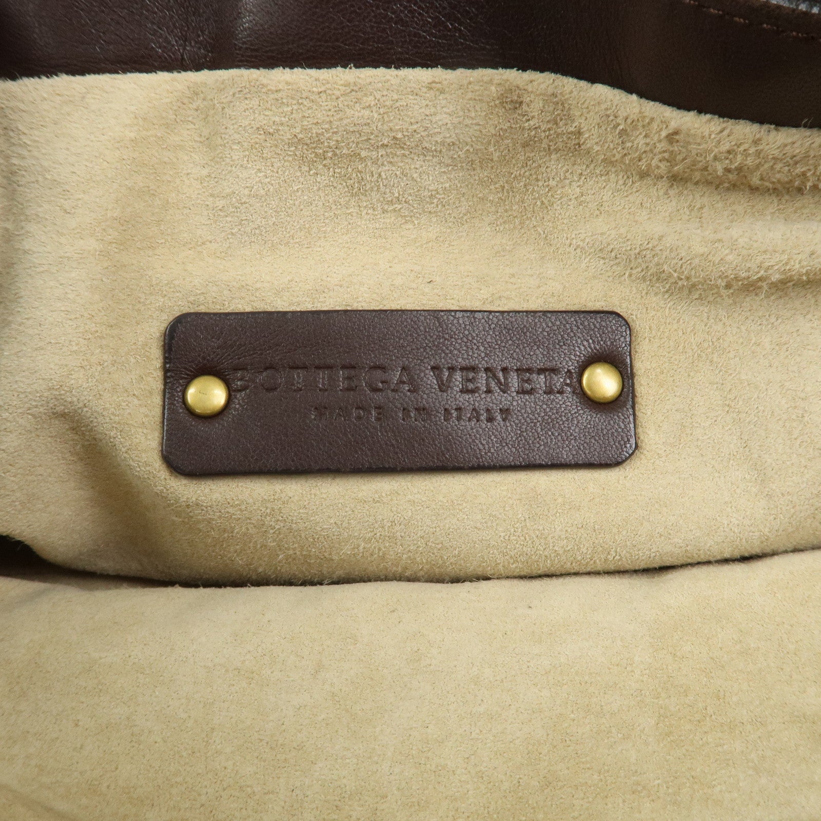 BOTTEGA VENETA Logo Intrecciato Leather Shoulder Bag Brown