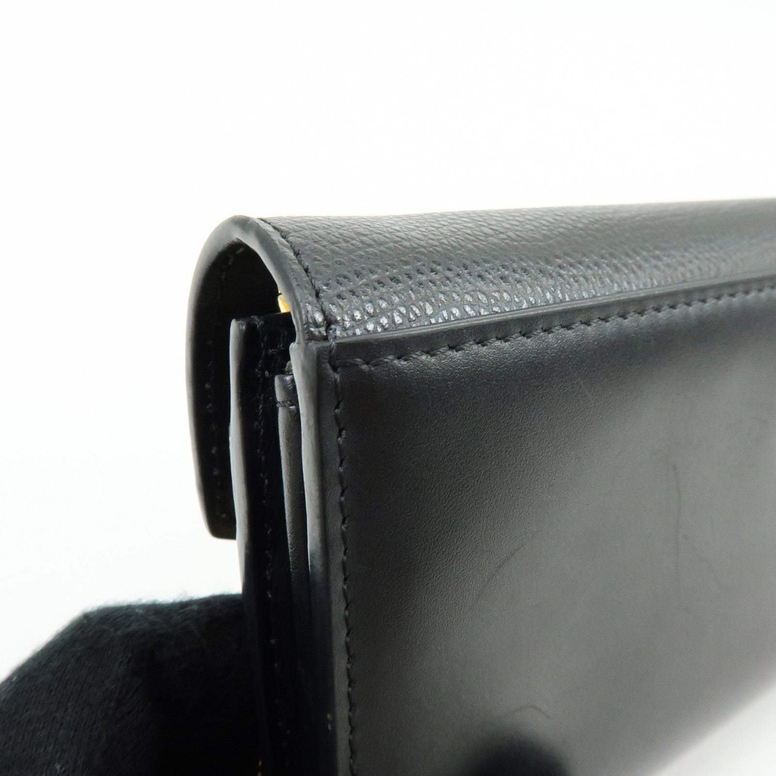 FENDI Leather Chain Wallet WOC Black 8M0365
