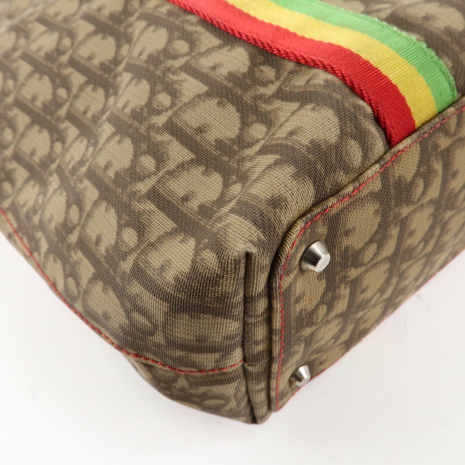 Christian Dior Rasta Line Trotter PVC Leather Tote Bag Hand Bag Brown Used