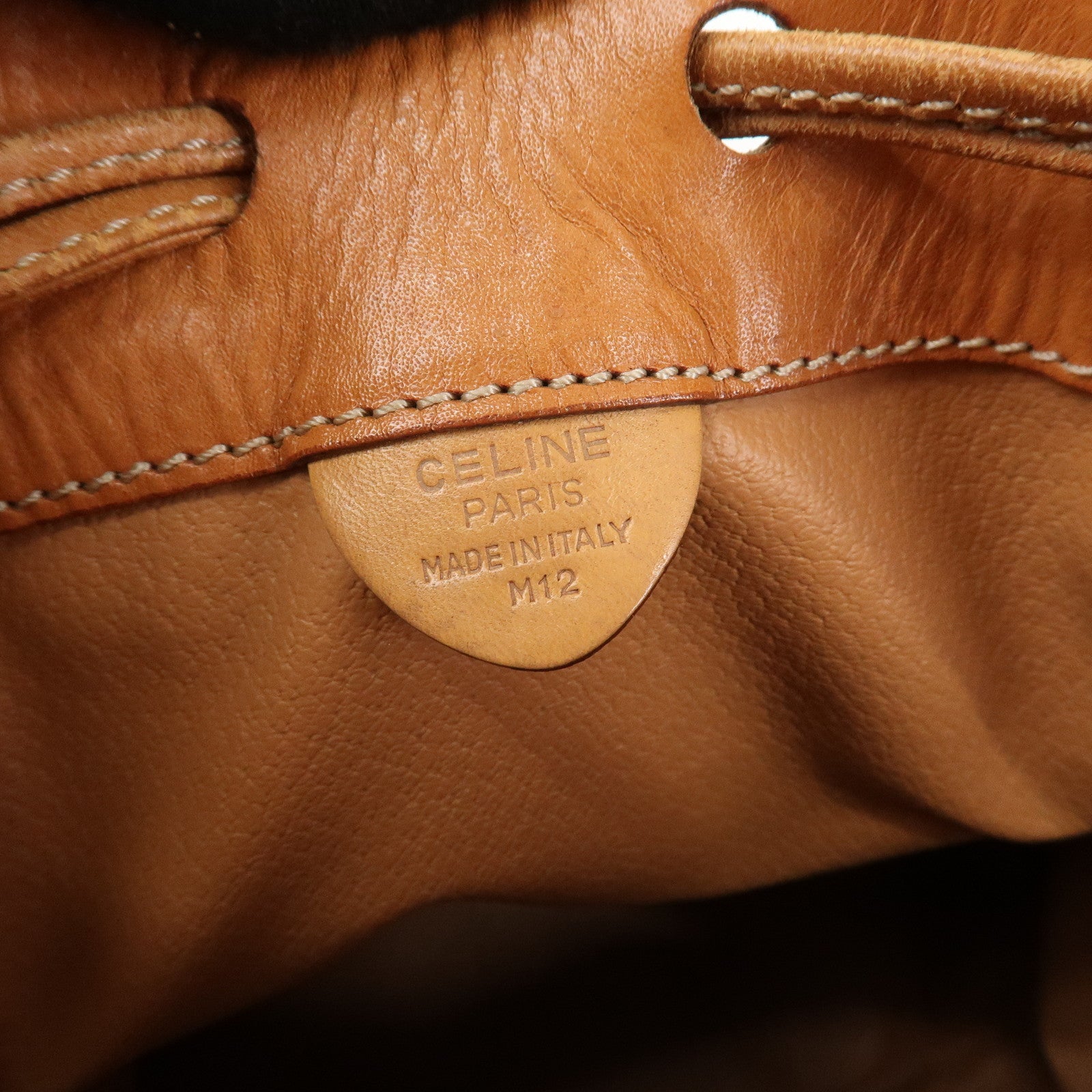 CELINE Macadam PVC Leather Drawstring Shoulder Bag Brown