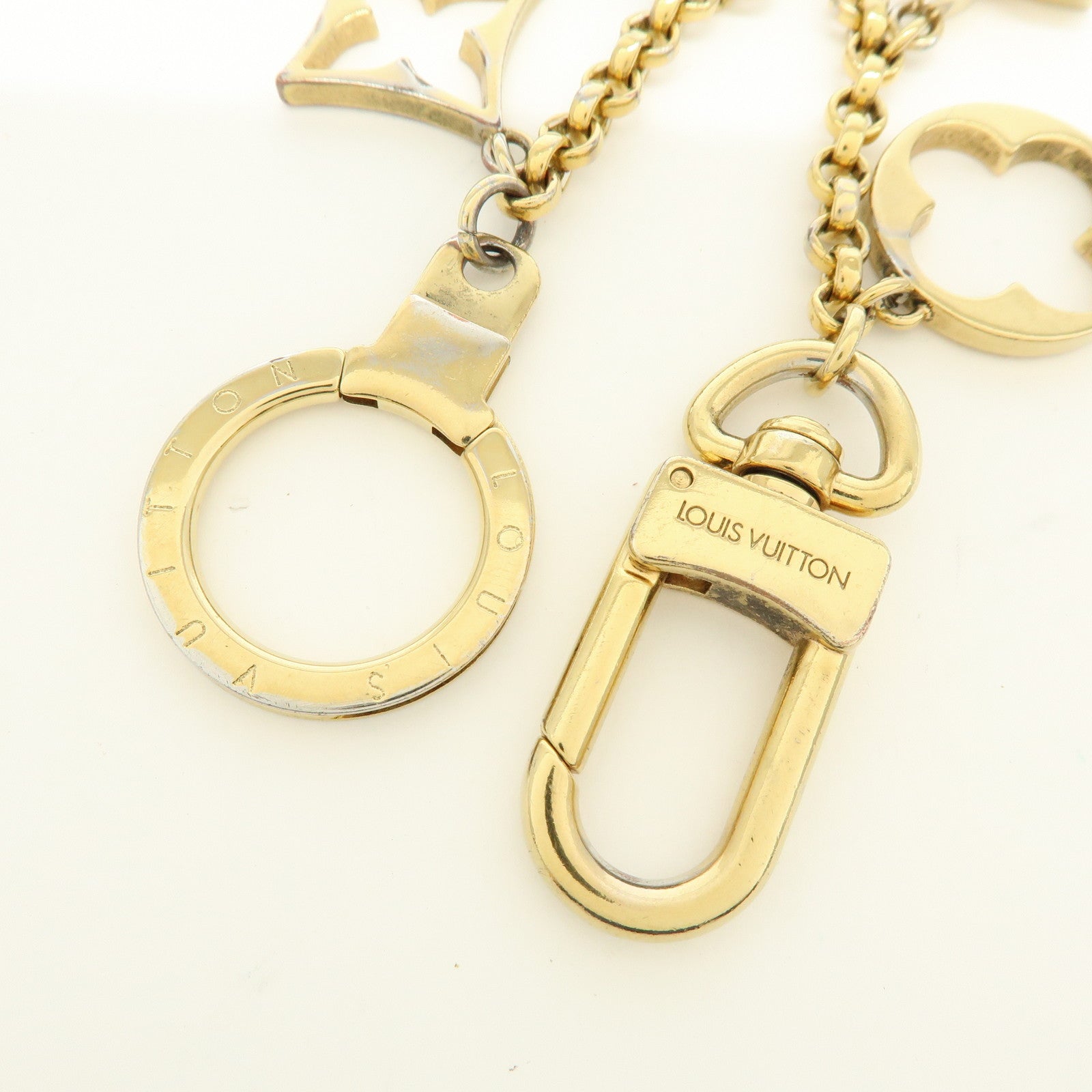 Louis Vuitton Fleur de Monogram Bag Charm Key Chain Gold M65111