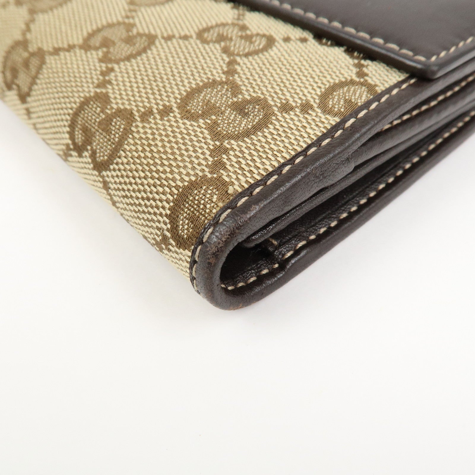 GUCCI Lovely Heart GG Canvas Leather Bi-fold Long Wallet 203550