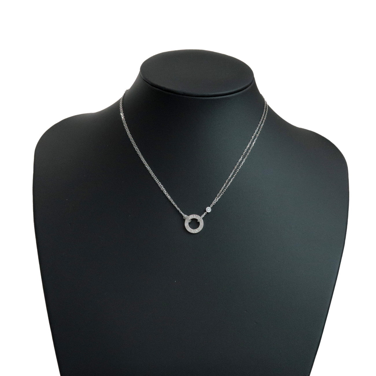Cartier Love Circle 2P Diamond Necklace K18 750WG White Gold