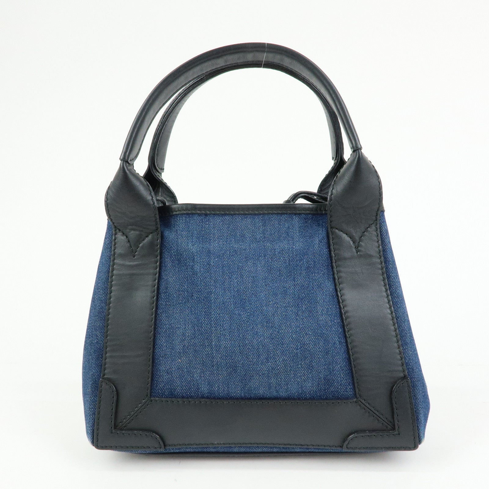BALENCIAGA Navy Cabas Small Tote Bag Hand Bag Denim Black 339933