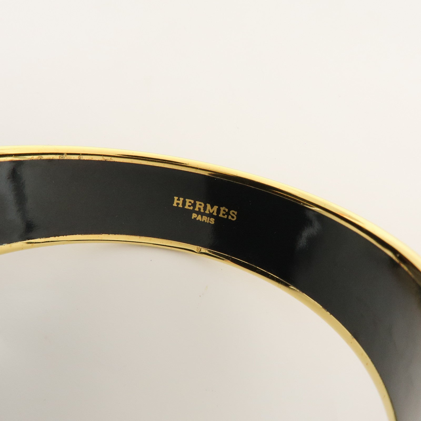 HERMES Email GM Plated Bangle Bracelet Red Gold