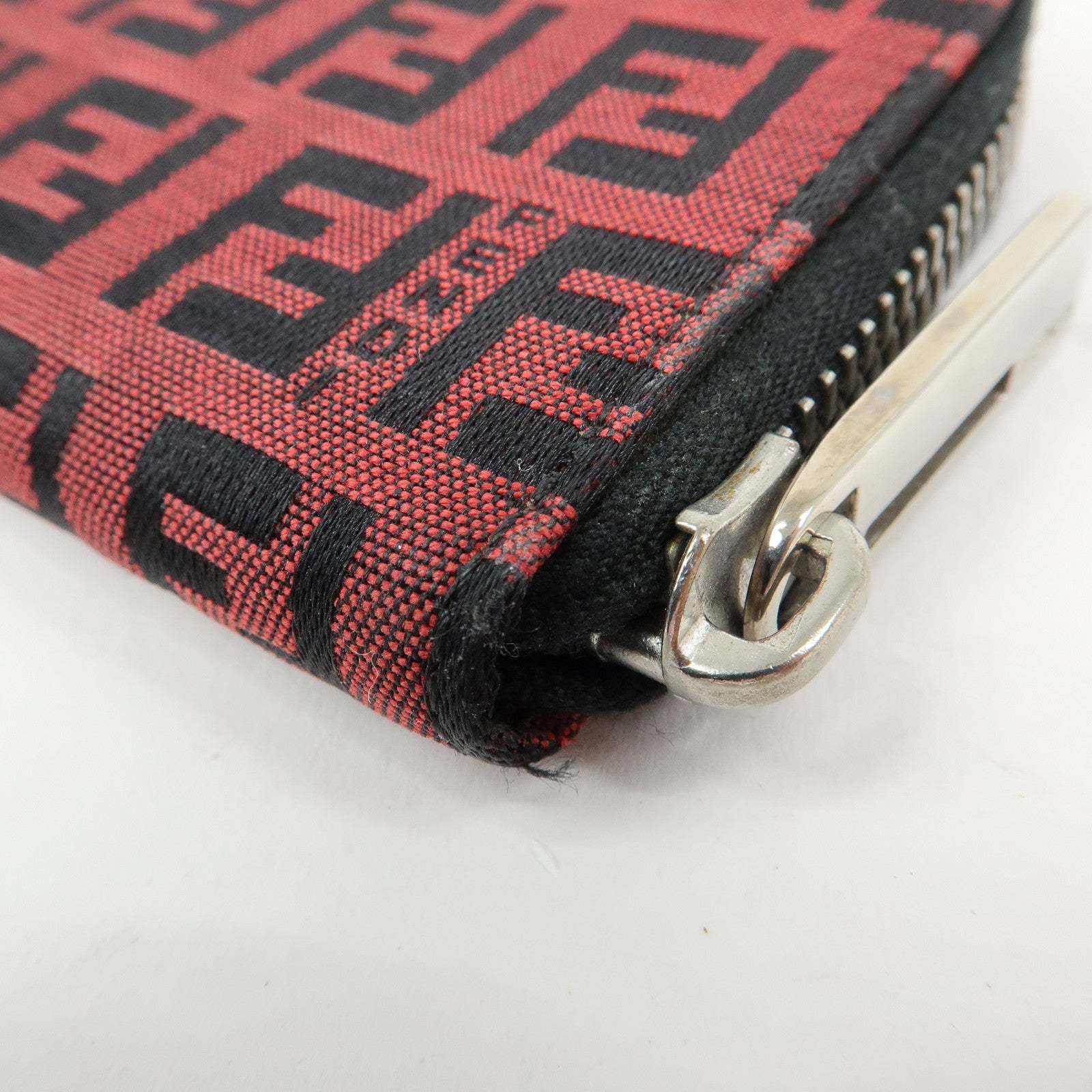 FENDI Zucchino Canvas Coin Case Coin Purse Red