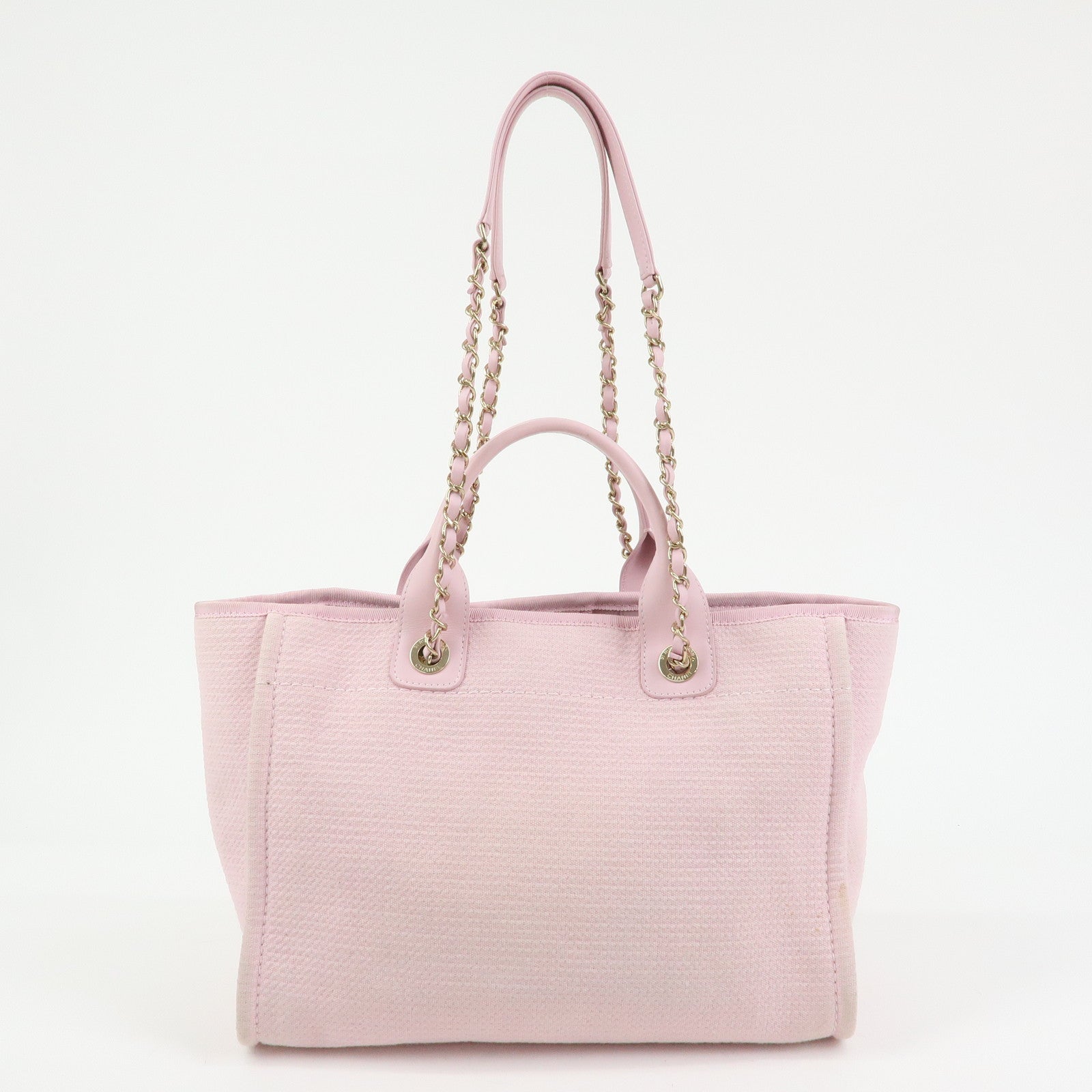CHANEL Deauville MM Canvas Leather Tote Bag Shoulder Bag A67001