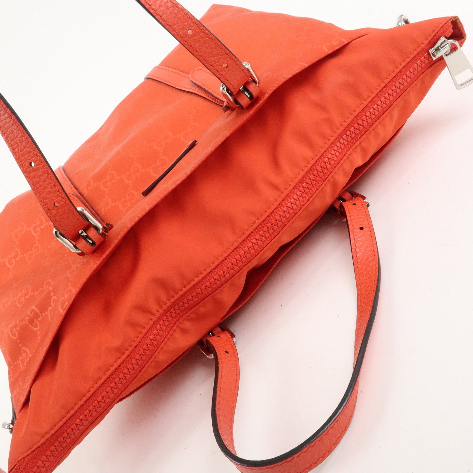 GUCCI GG Nylon Leather 2WAY Bag Hand Bag Shoulder Bag Red 387067