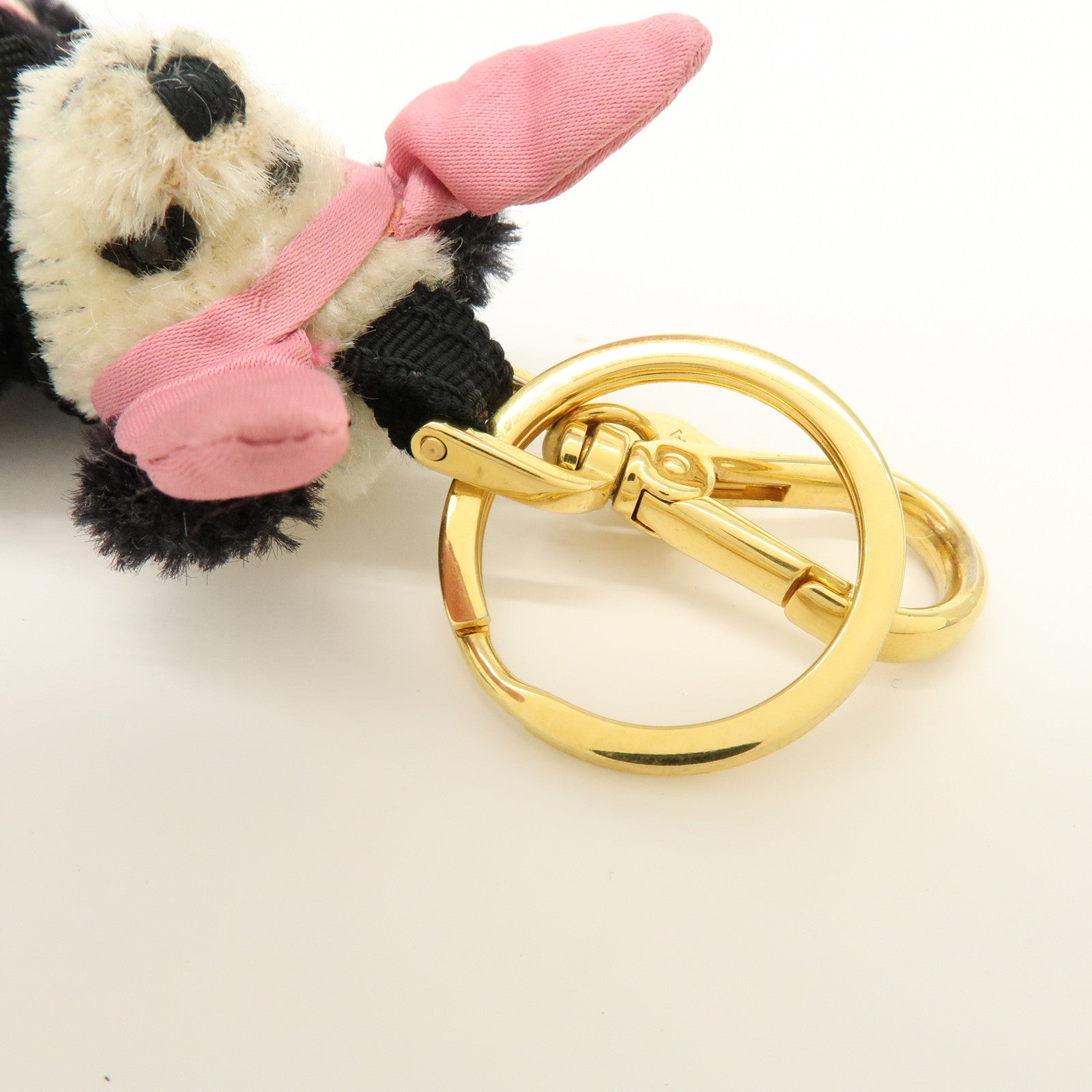 PRADA Triangle Logo Bag Key Charm Panda Bunny Black Pink