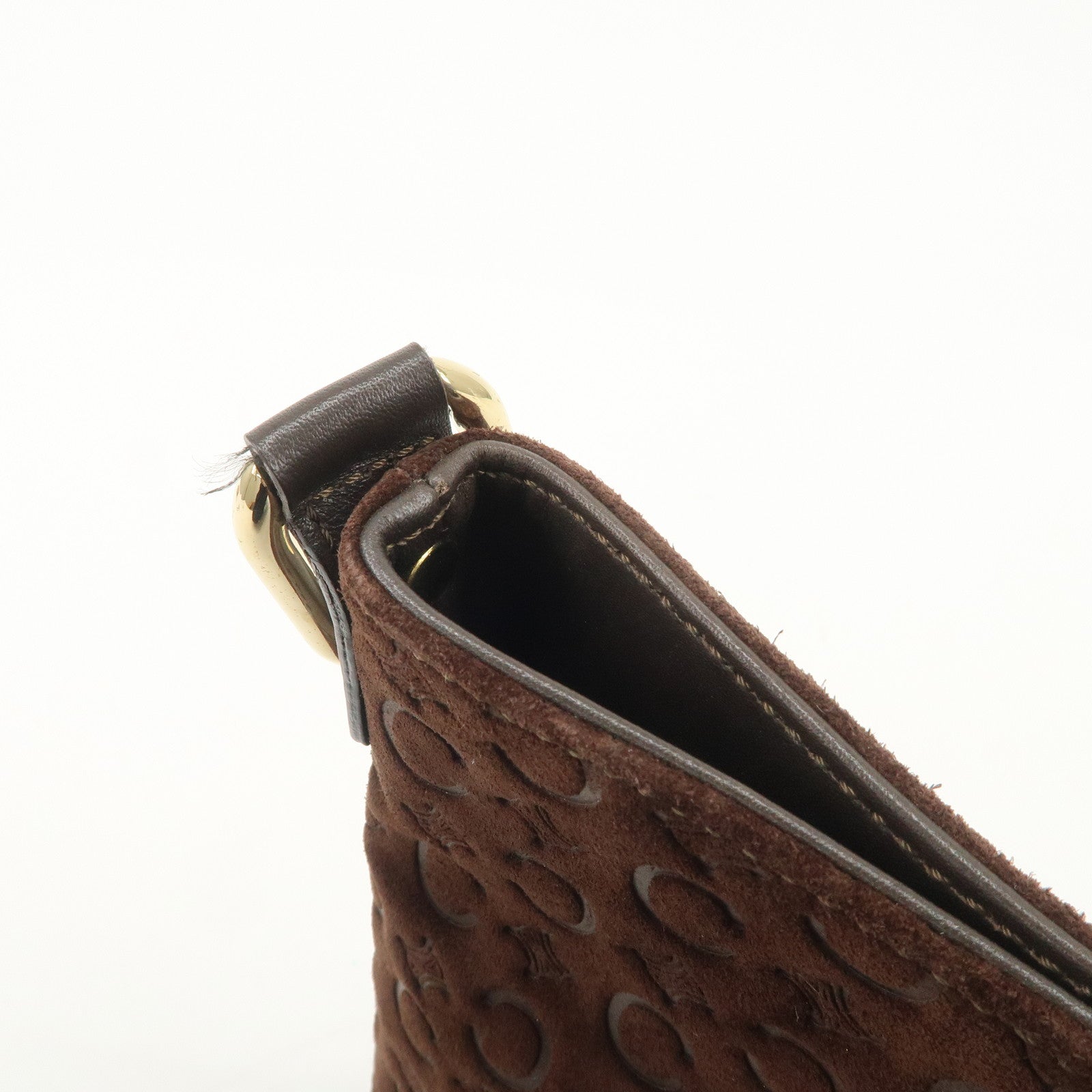 CELINE C Macadam Suede Leather Shoulder Bag Brown