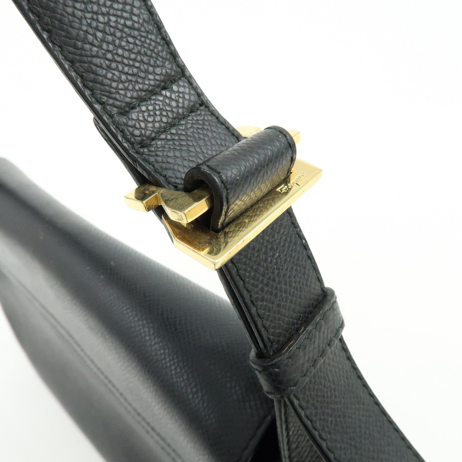 Ferragamo Leather Shoulder Bag Hand Bag Black