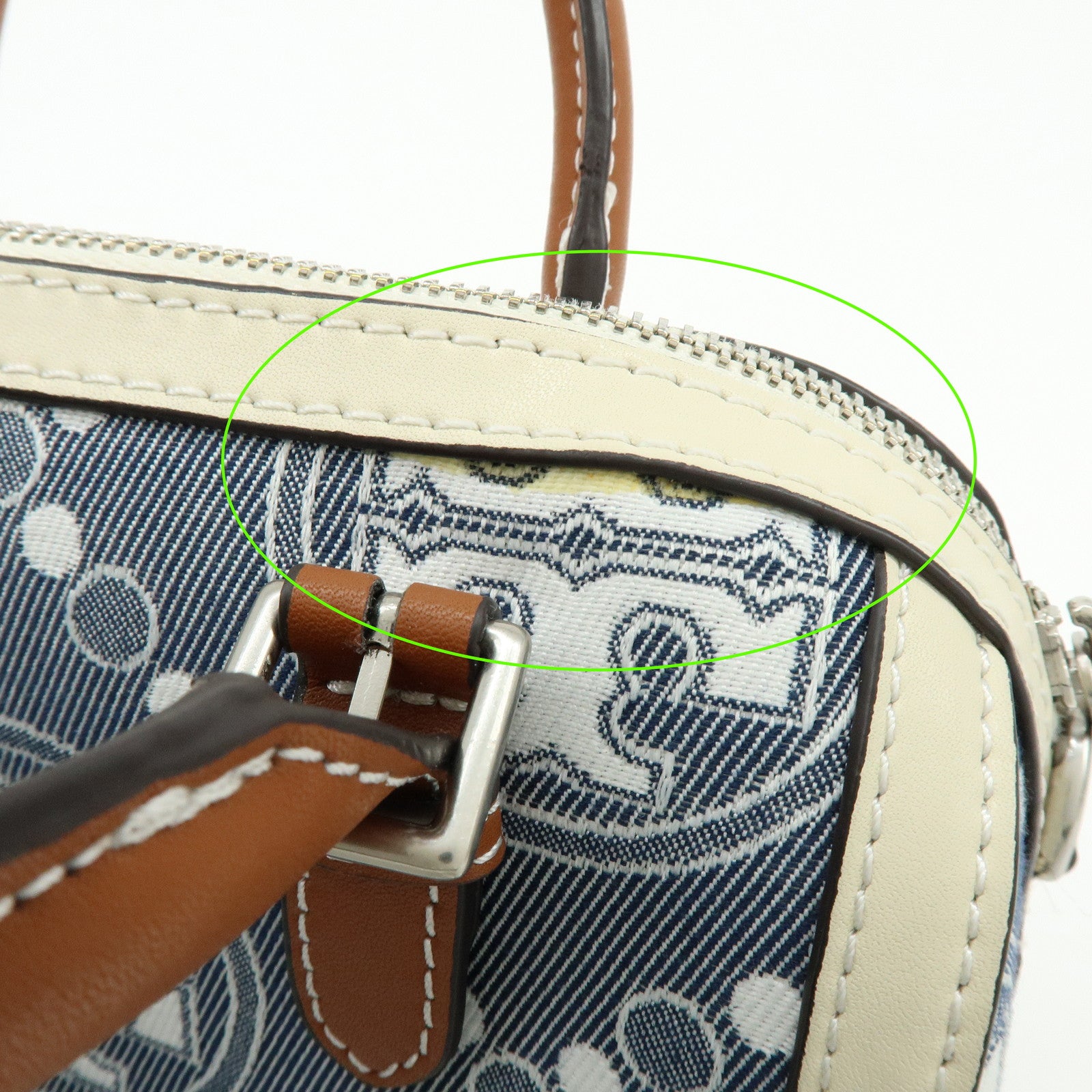 TORY BURCH T Monogram Canvas Leather 2Way Hand Shoulder Bag Blue