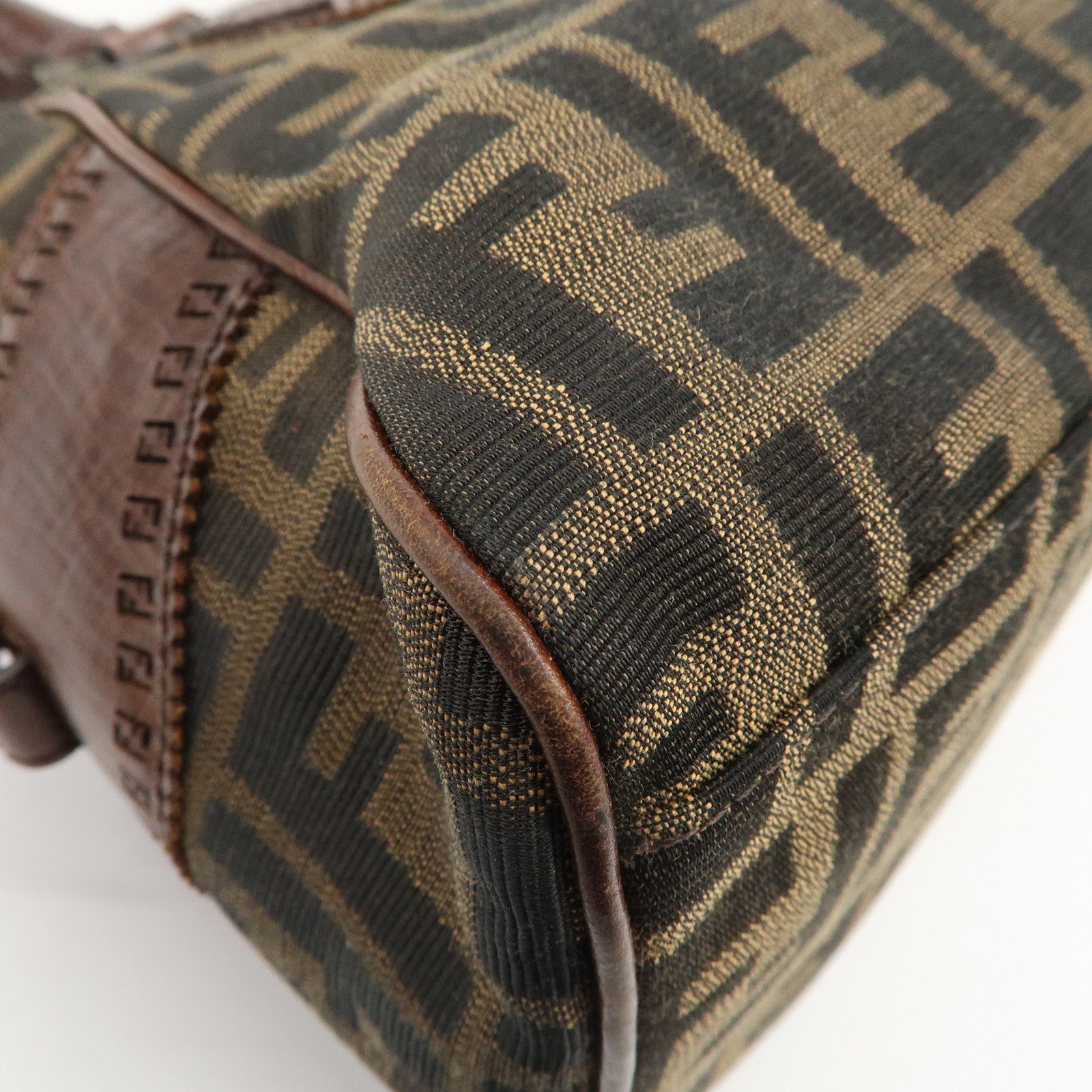 FENDI Ethnico Zucca Canvas Leather Tote Bag Shoulder Bag 8BN157