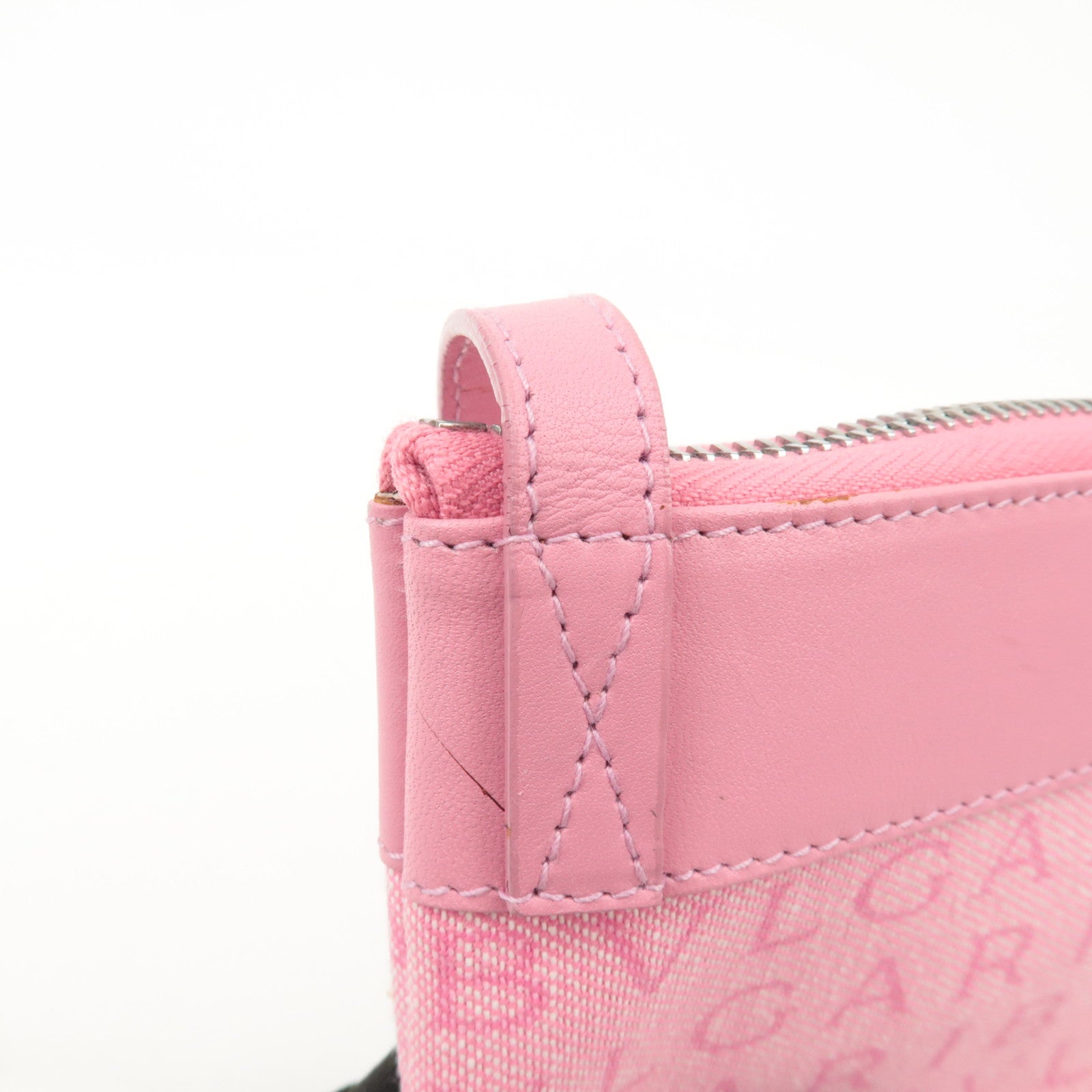 BVLGARI Logo Mania Leather Canvas Shoulder Bag Crossbody Bag Pink Used