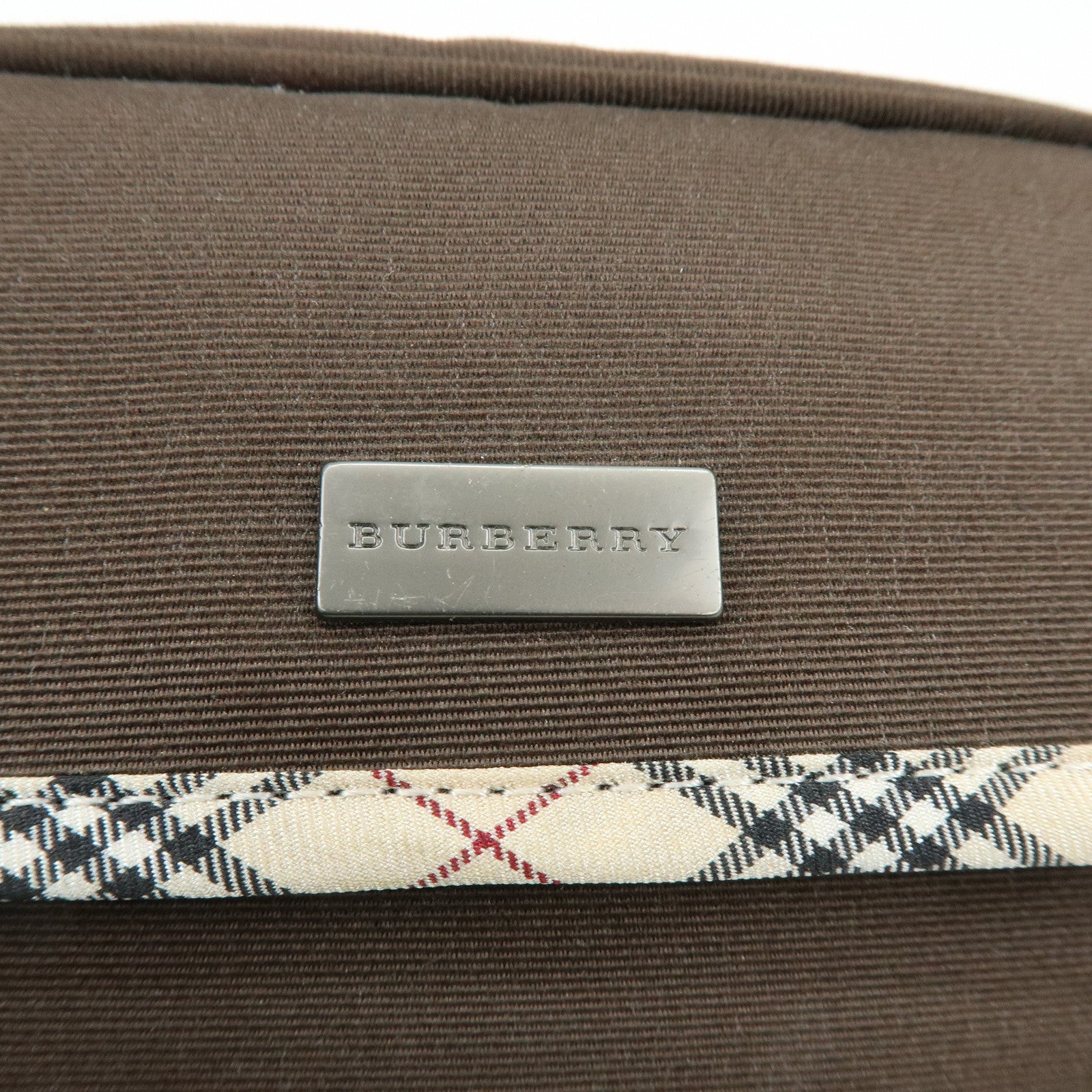 BURBERRY Nova Plaid Set of 2 Canvas Pouch Cosmetic Case Brown Gold
