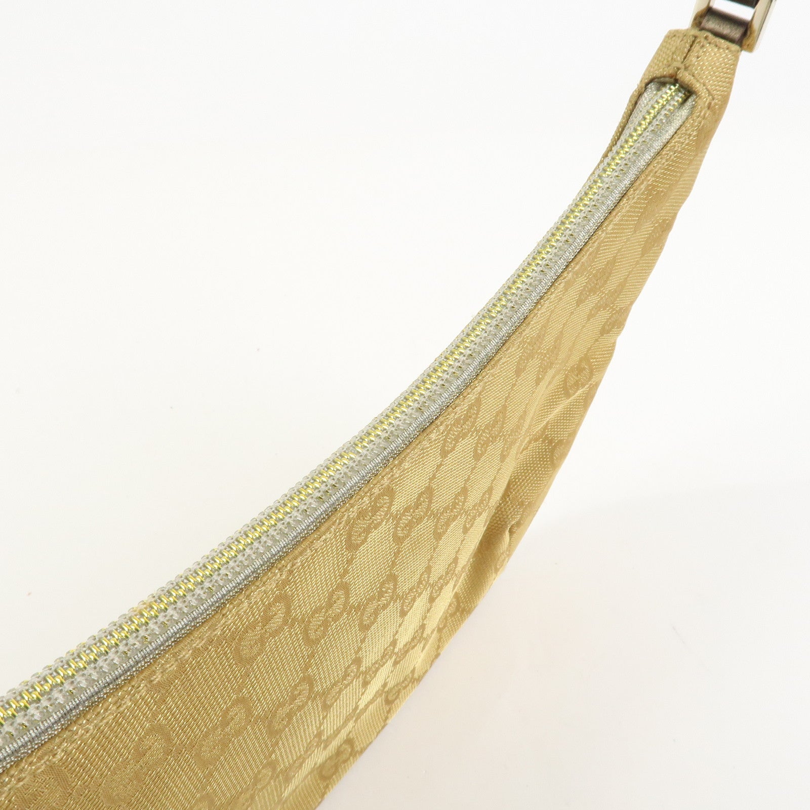 GUCCI GG Canvas Leather Shoulder Bag Hand Bag Gold 005・0813