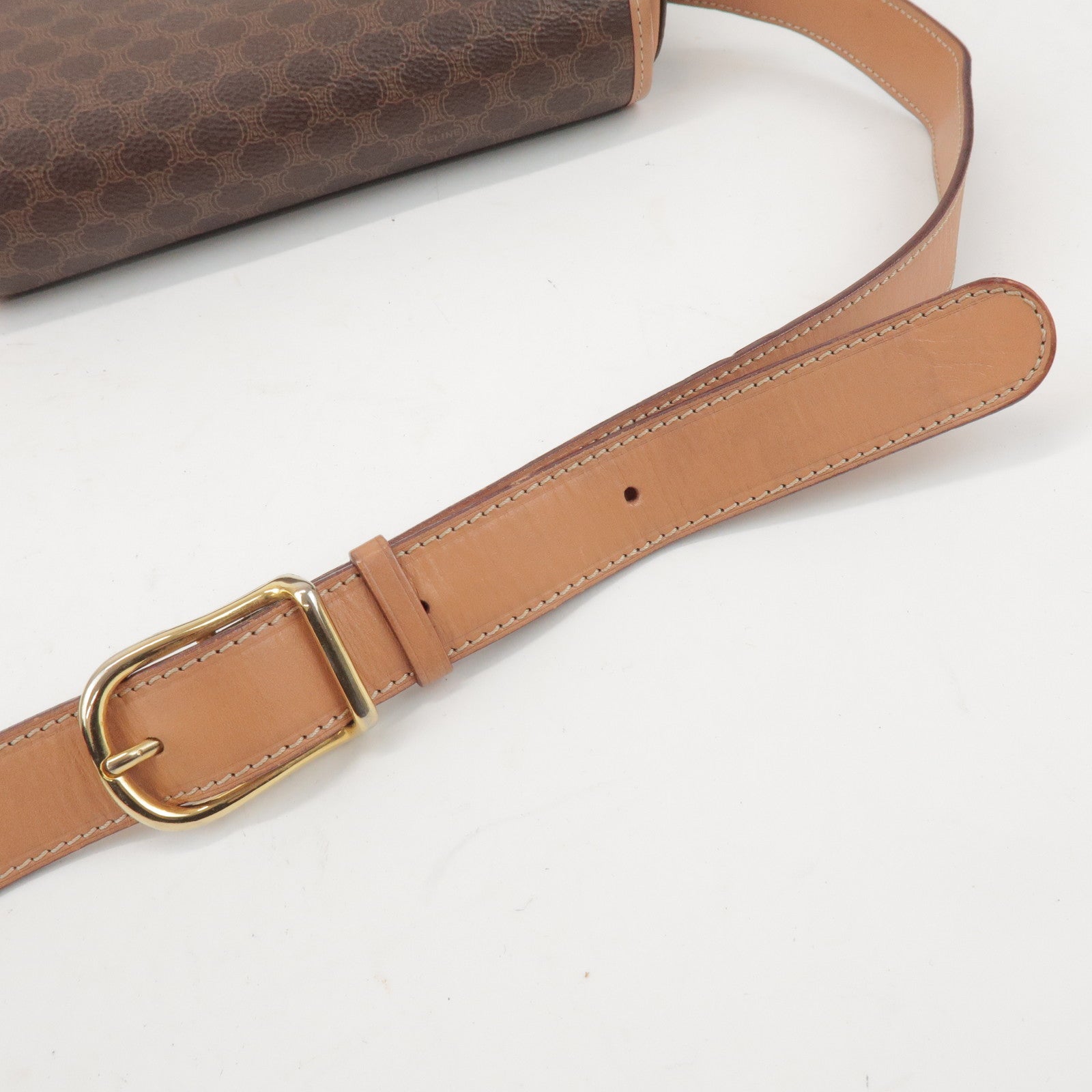 CELINE Macadam PVC Leather Shoulder Bag Crossbody Bag Brown