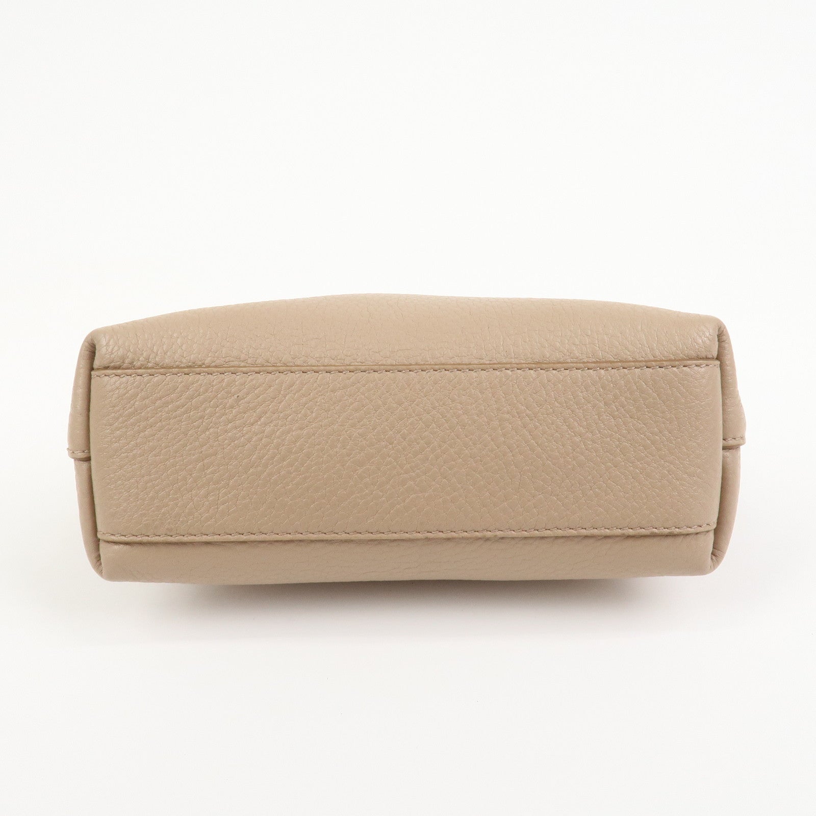 PRADA Logo Leather Cosmetic Pouch Clutch Beige 1ND005