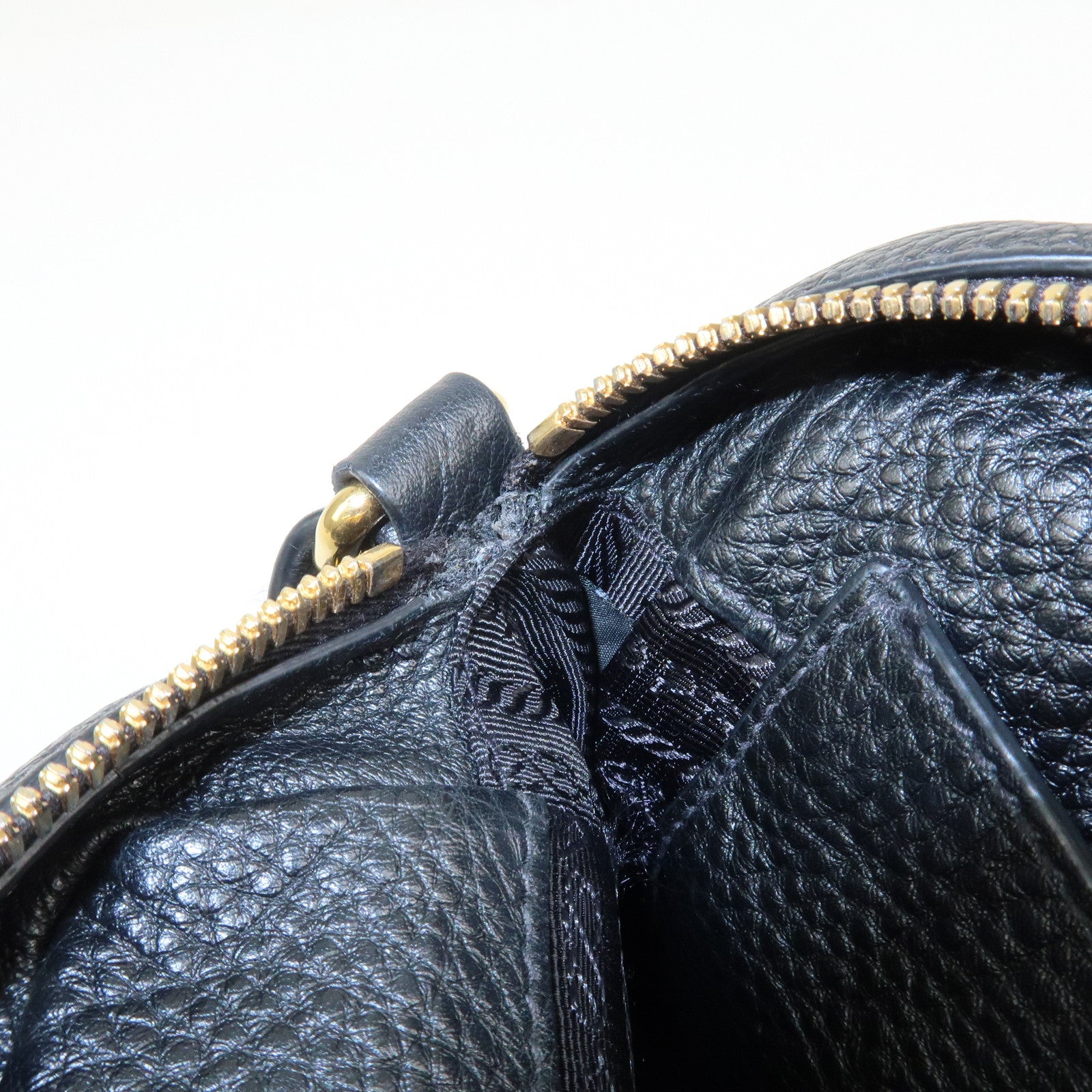 PRADA Logo Leather Shoulder Bag Black 1BD163