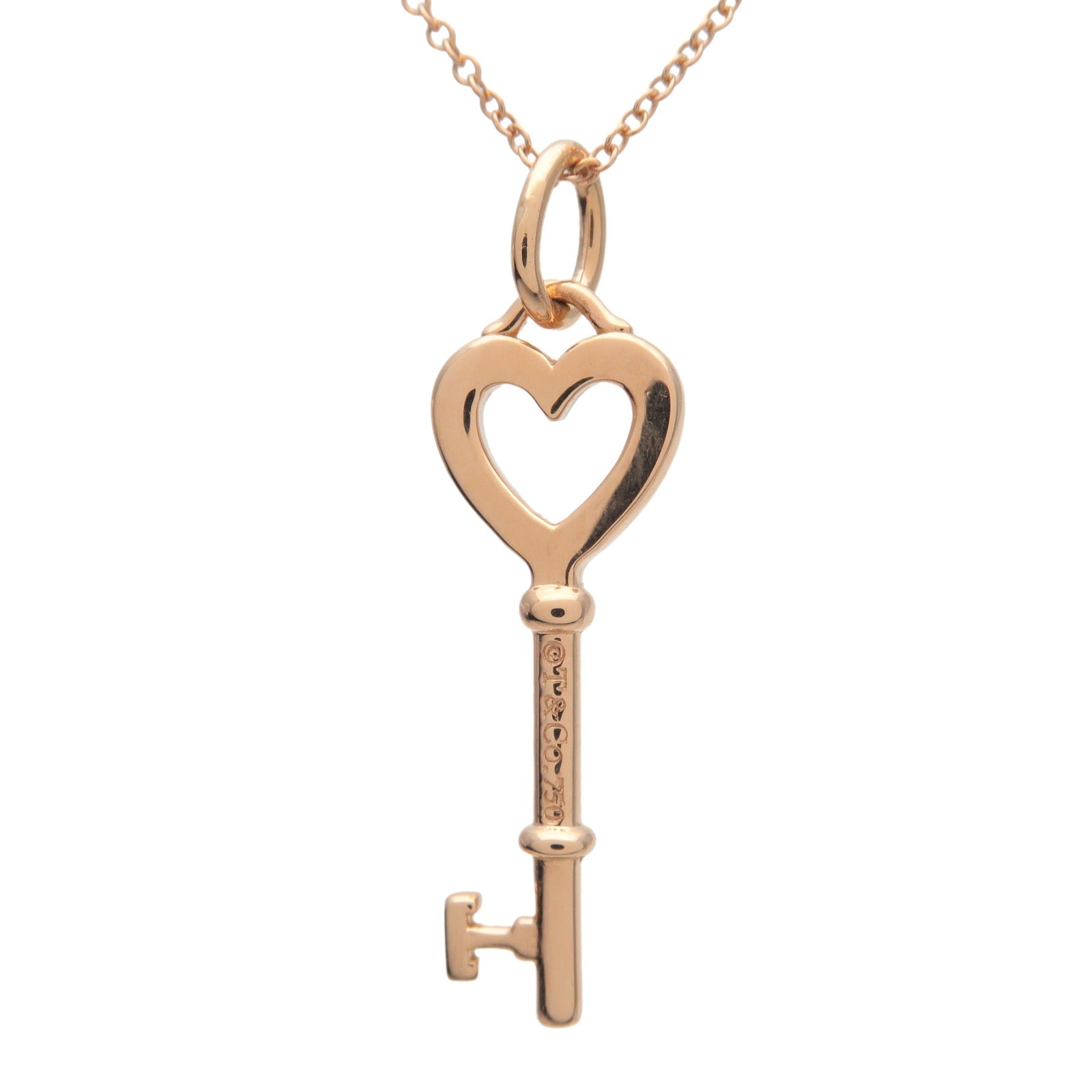 Tiffany&Co. Heart Key Necklace K18YG 750YG Yellow Gold