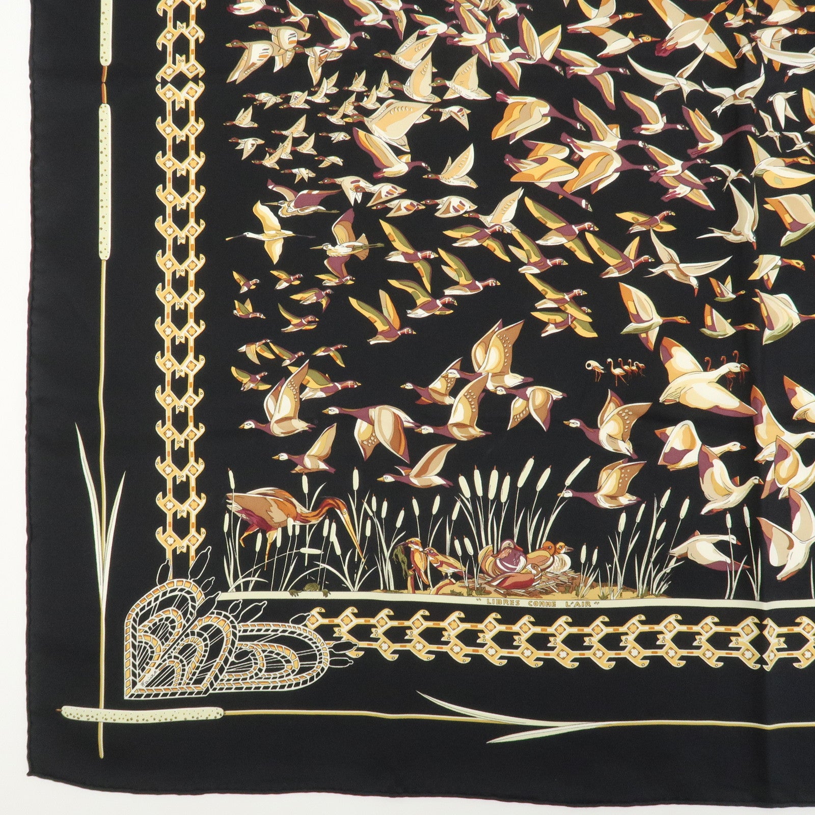 HERMES  Carre 90 Silk 100% Scarf LIBRES COMME L'AIR Bird Print