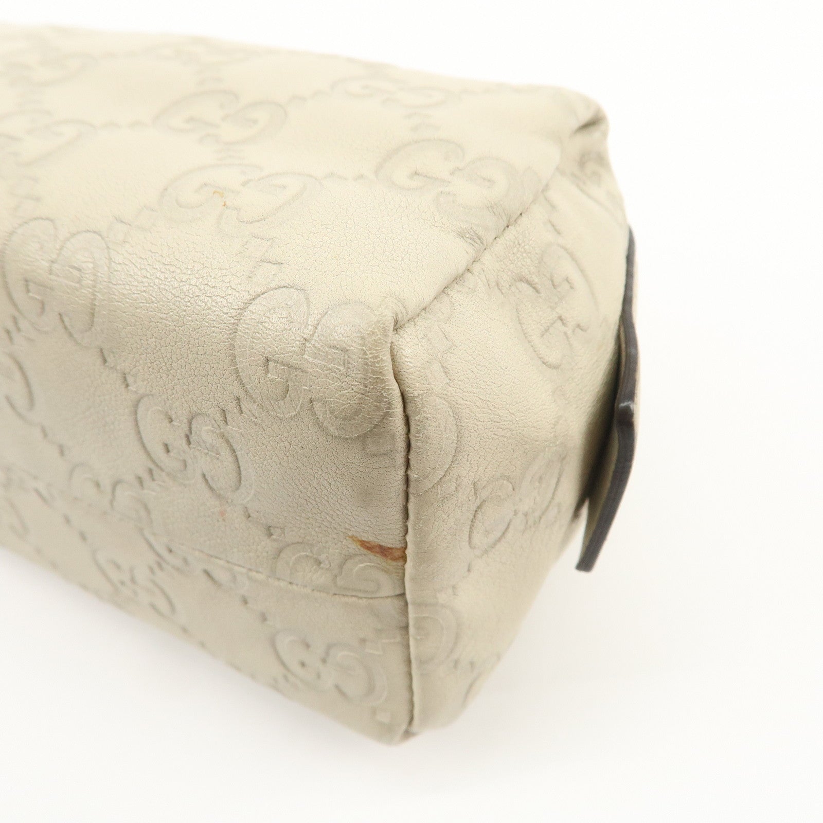 GUCCI Guccissima Leather Pouch Cosmetic Pouch Purse Ivory 153228