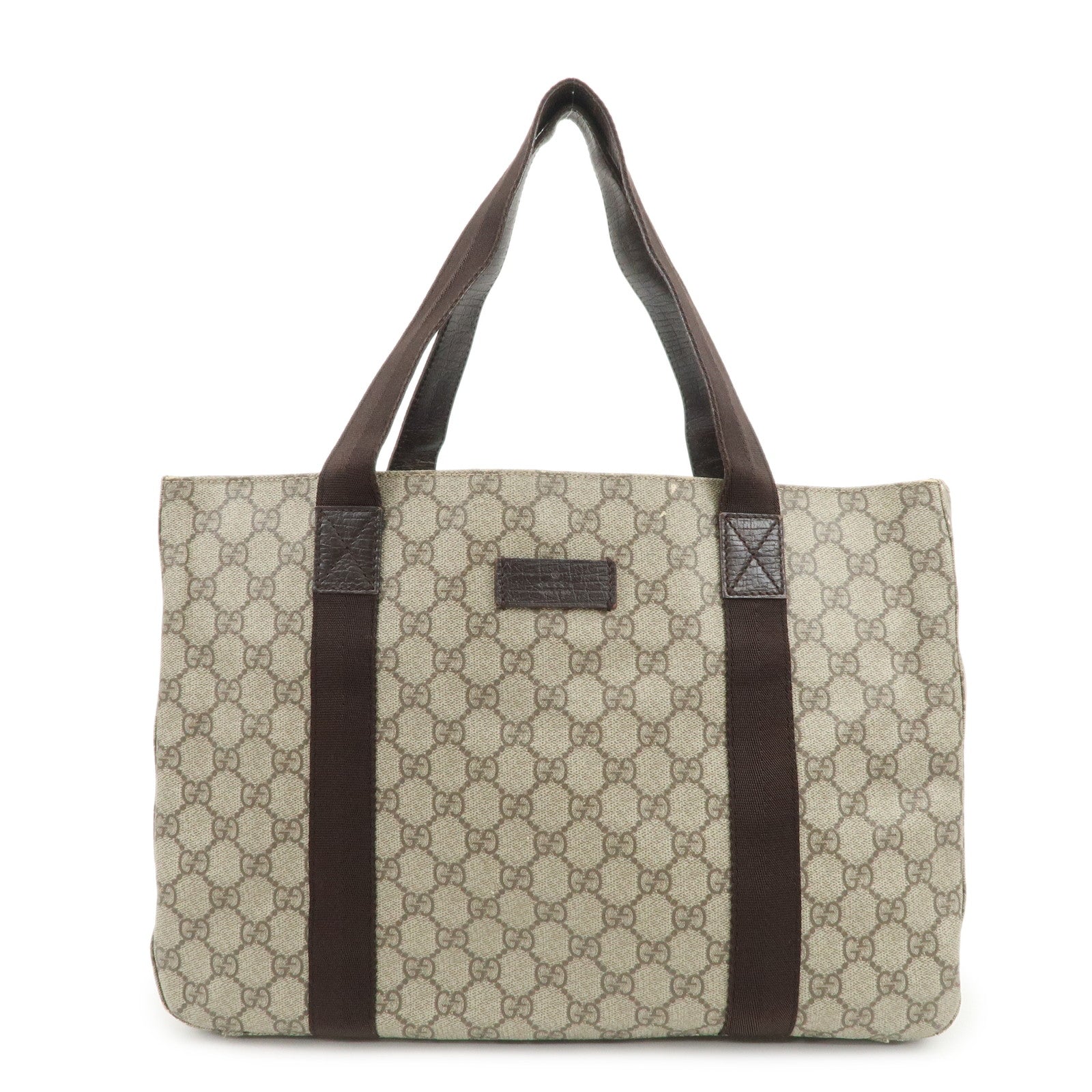 GUCCI GG Supreme Canvas Leather Tote Bag Shoulder Bag Brown 141624