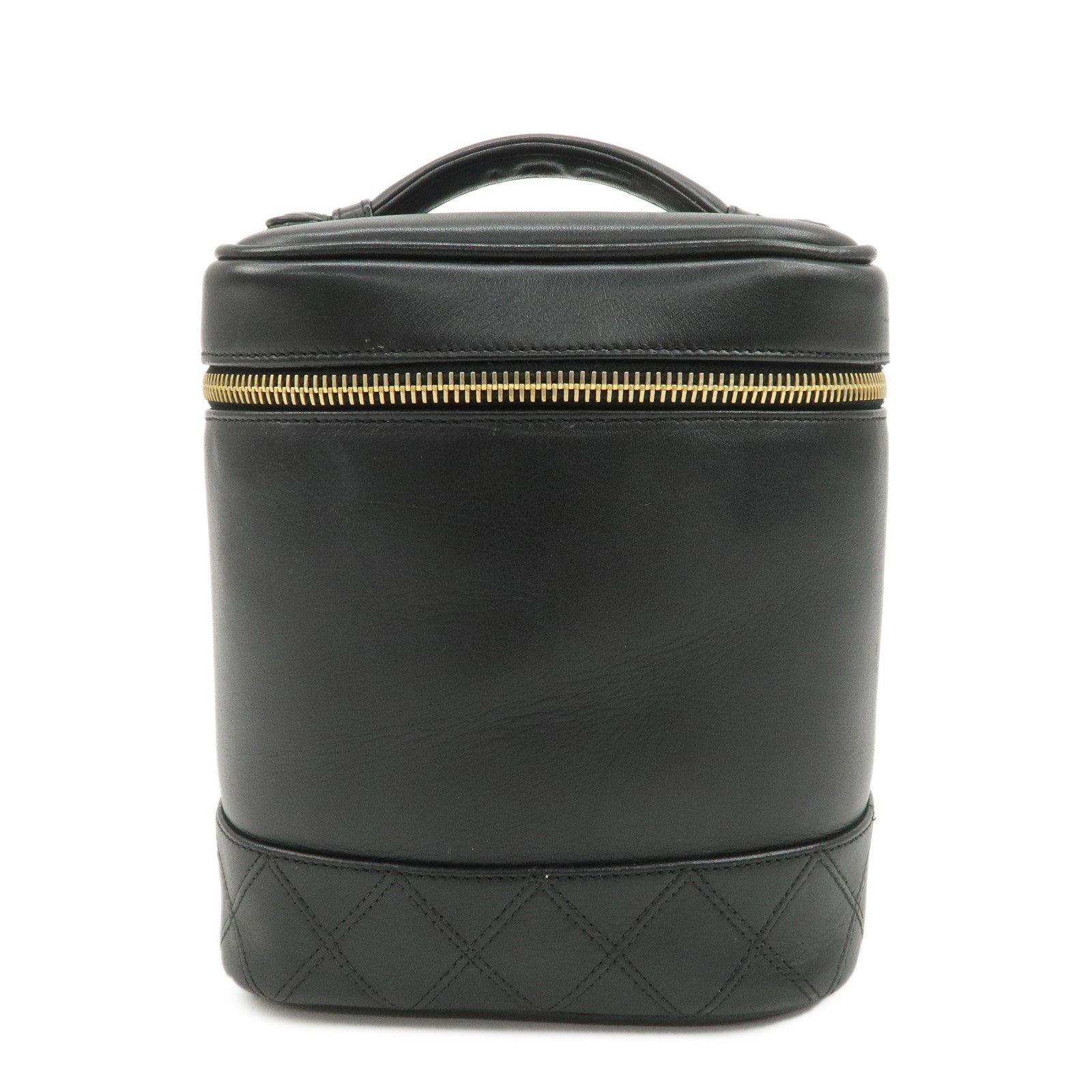CHANEL Bicolore Lamb Skin Vanity Bag Hand Bag Black A01619