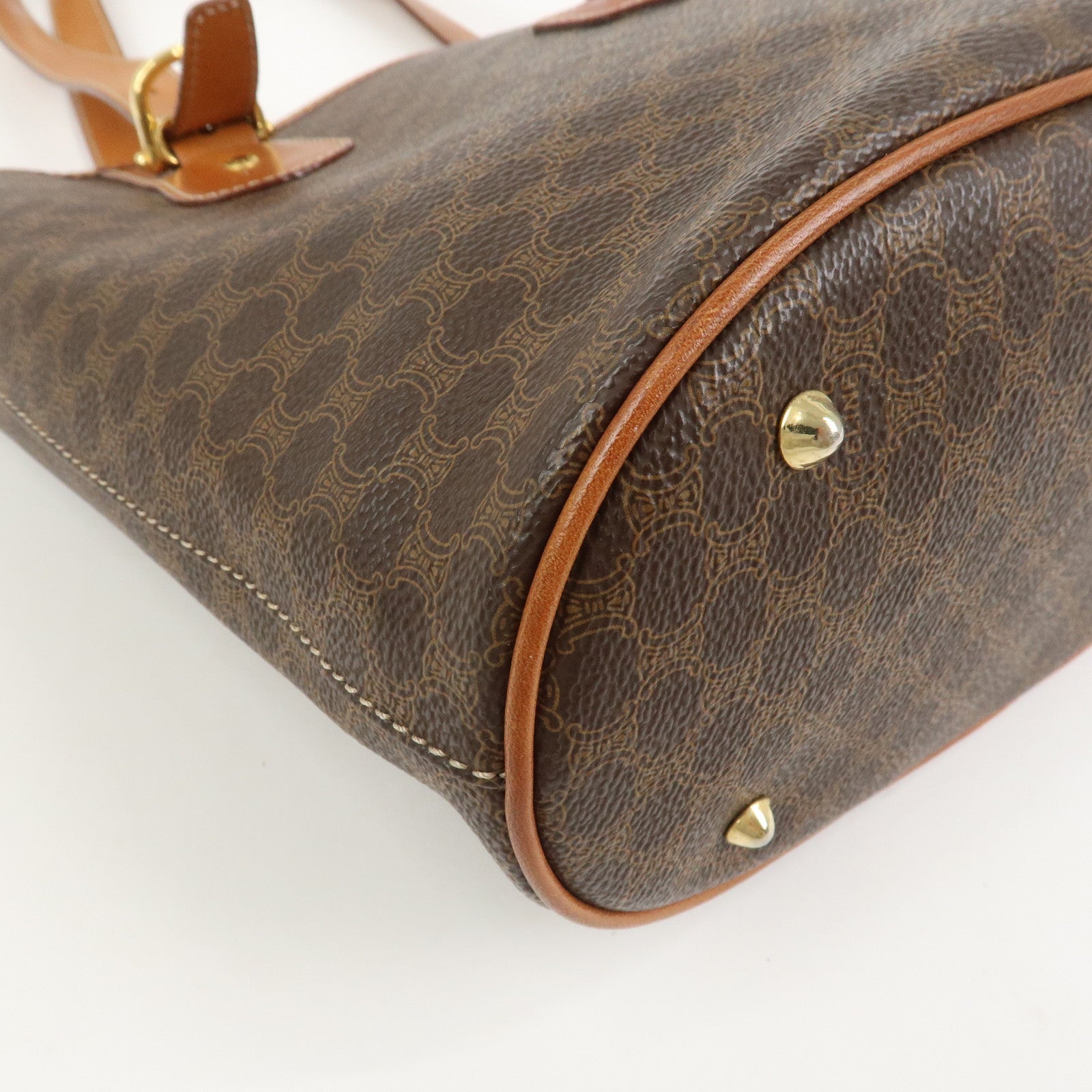 CELINE Macadam PVC Leather Tote Bag Shoulder Bag Hand Bag Brown