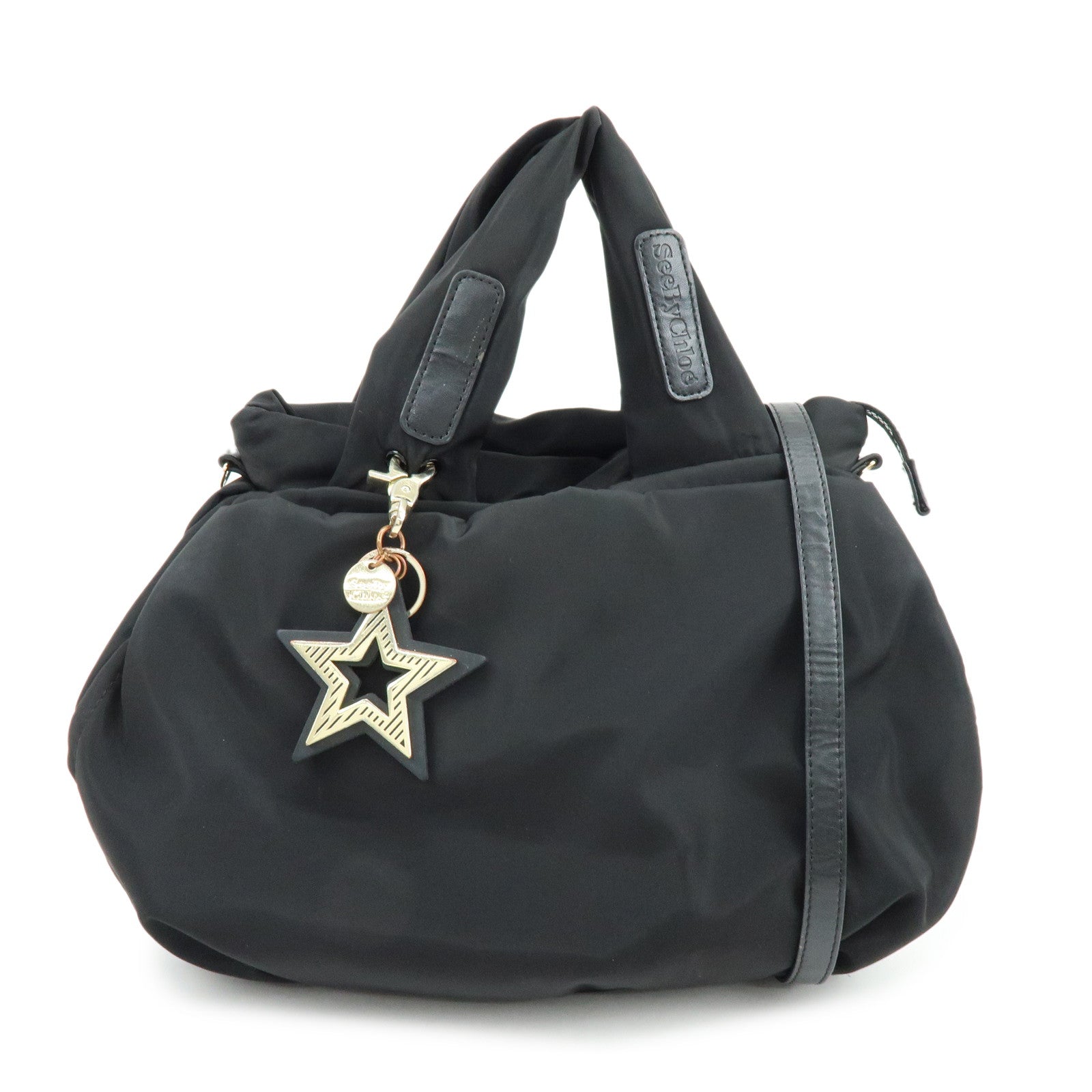 Chloe See by Chloe Nylon 2Way Bag Shoulder Bag Hand Bag Black
