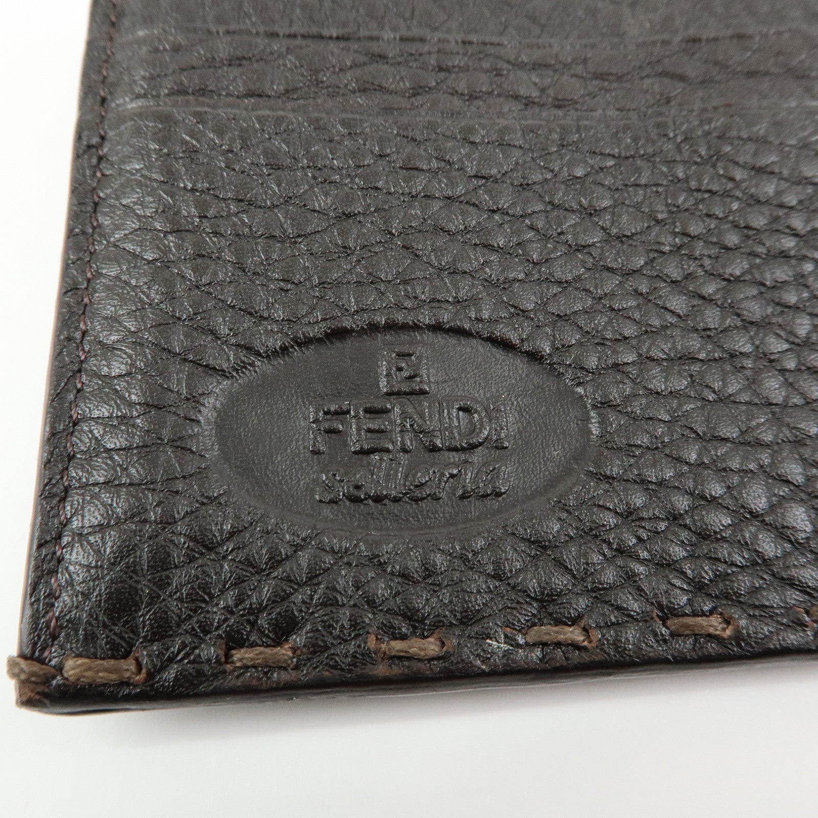 FENDI Selleria Leather Long Flap Wallet Dark Brown 8M0144