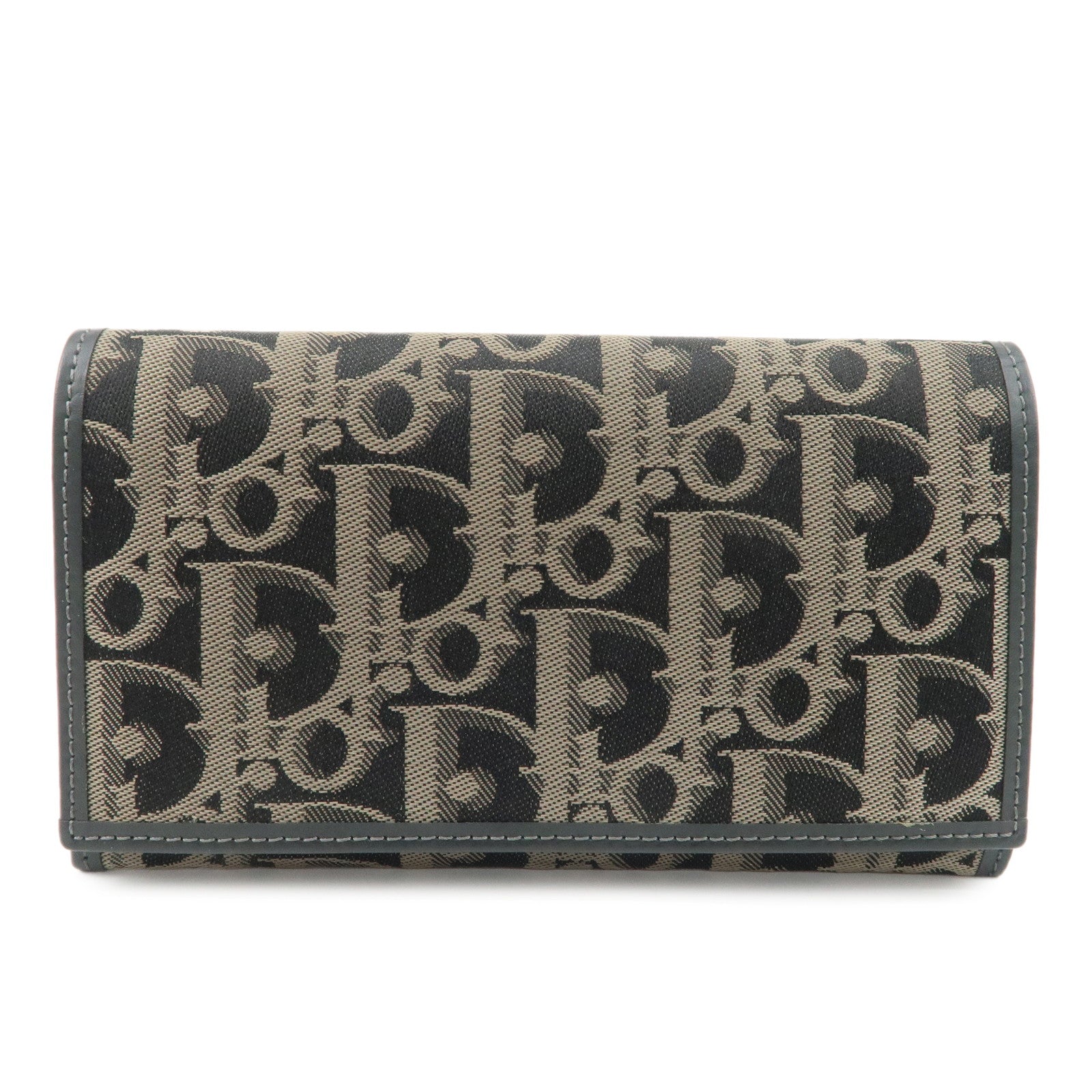 Christian Dior Oblique Canvas Leather Wallet Black Beige