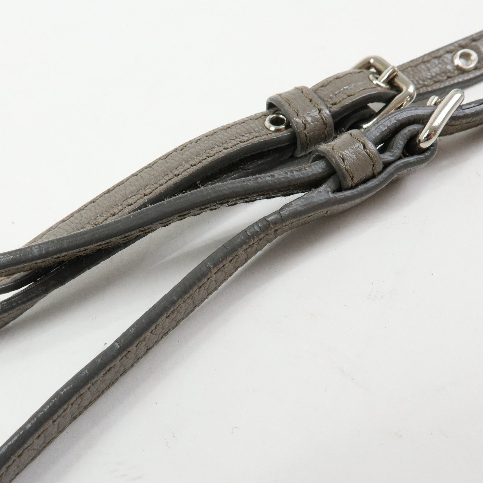 MIU MIU MADRAS Leather Shoulder Bag Crossbody Bag Gray RP0369