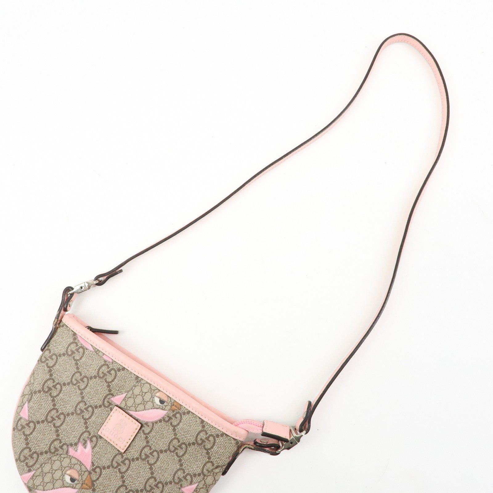 GUCCI Childrens GG Supreme Leather Shoulder Bag Beige Pink 297540