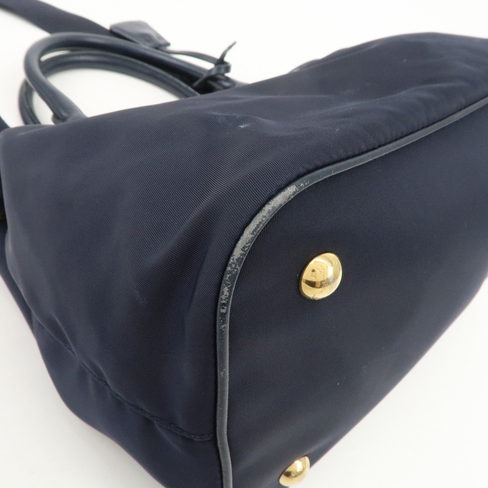 PRADA Logo Nylon 2Way Bag Hand Bag Shoulder Bag Navy 1BA172