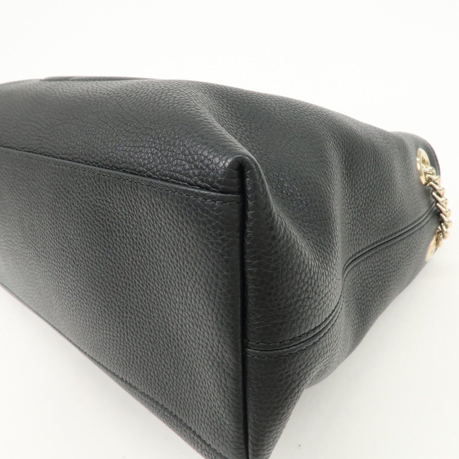 GUCCI SOHO Interlocking G Leather Chain Shoulder Bag Black 536196